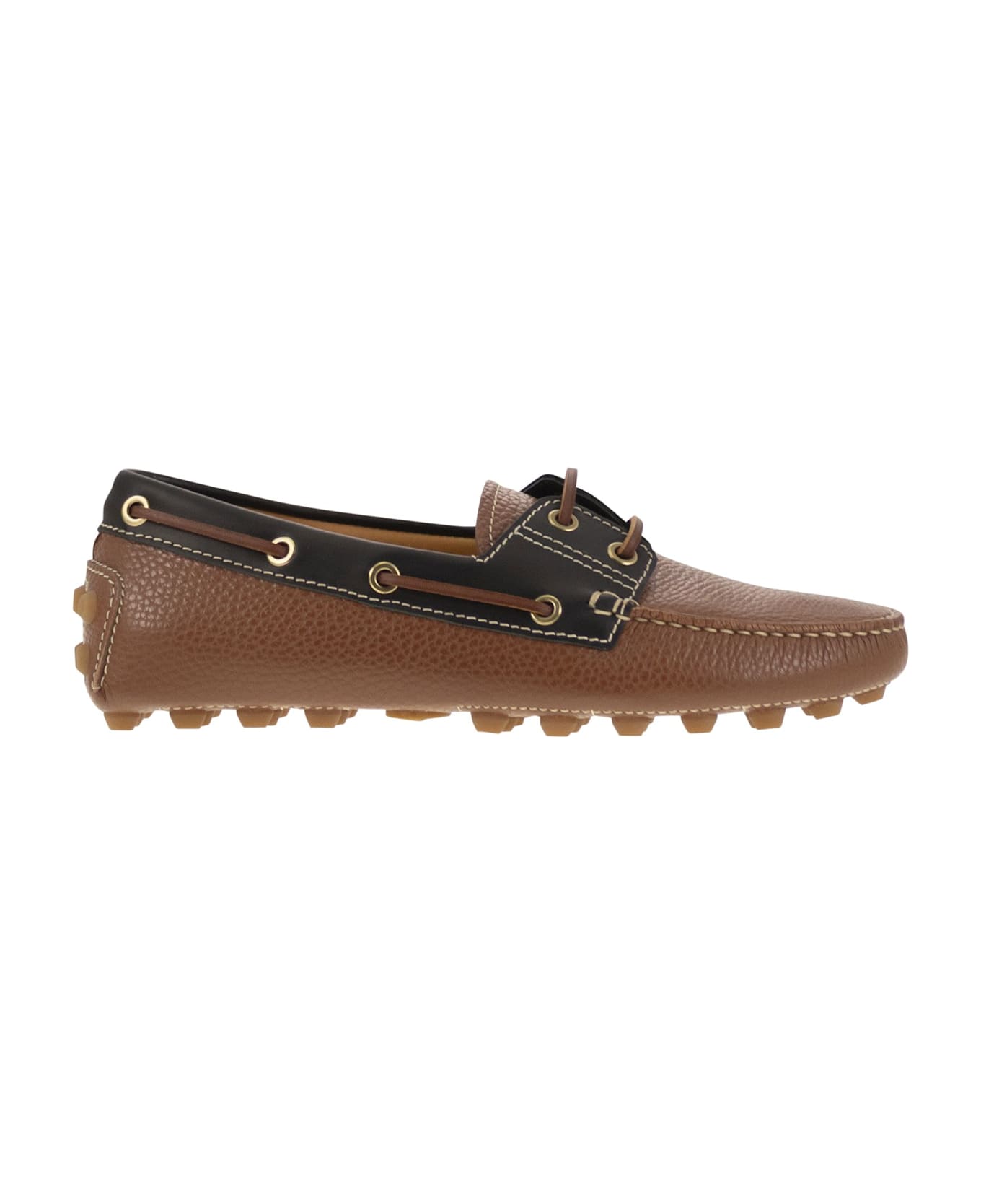 Tod
s Leather Boat Bubble Grommet - Leather/black
