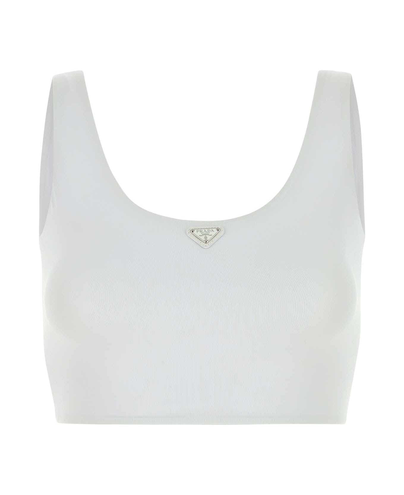 Prada White Jersey Crop-top - BIANCO