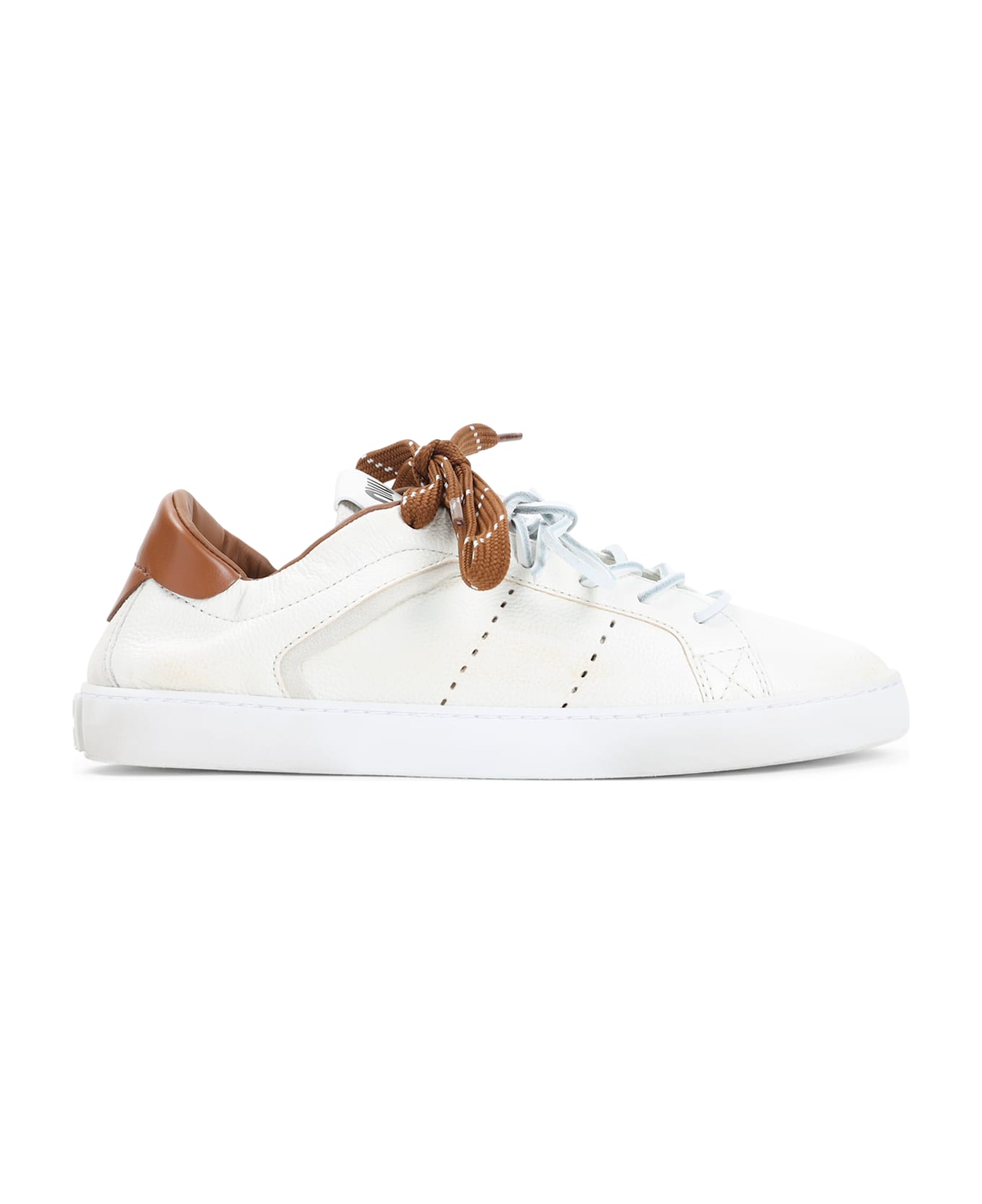 Miu Miu Calf Leather Sneakers - Tpr Bianco Cognac