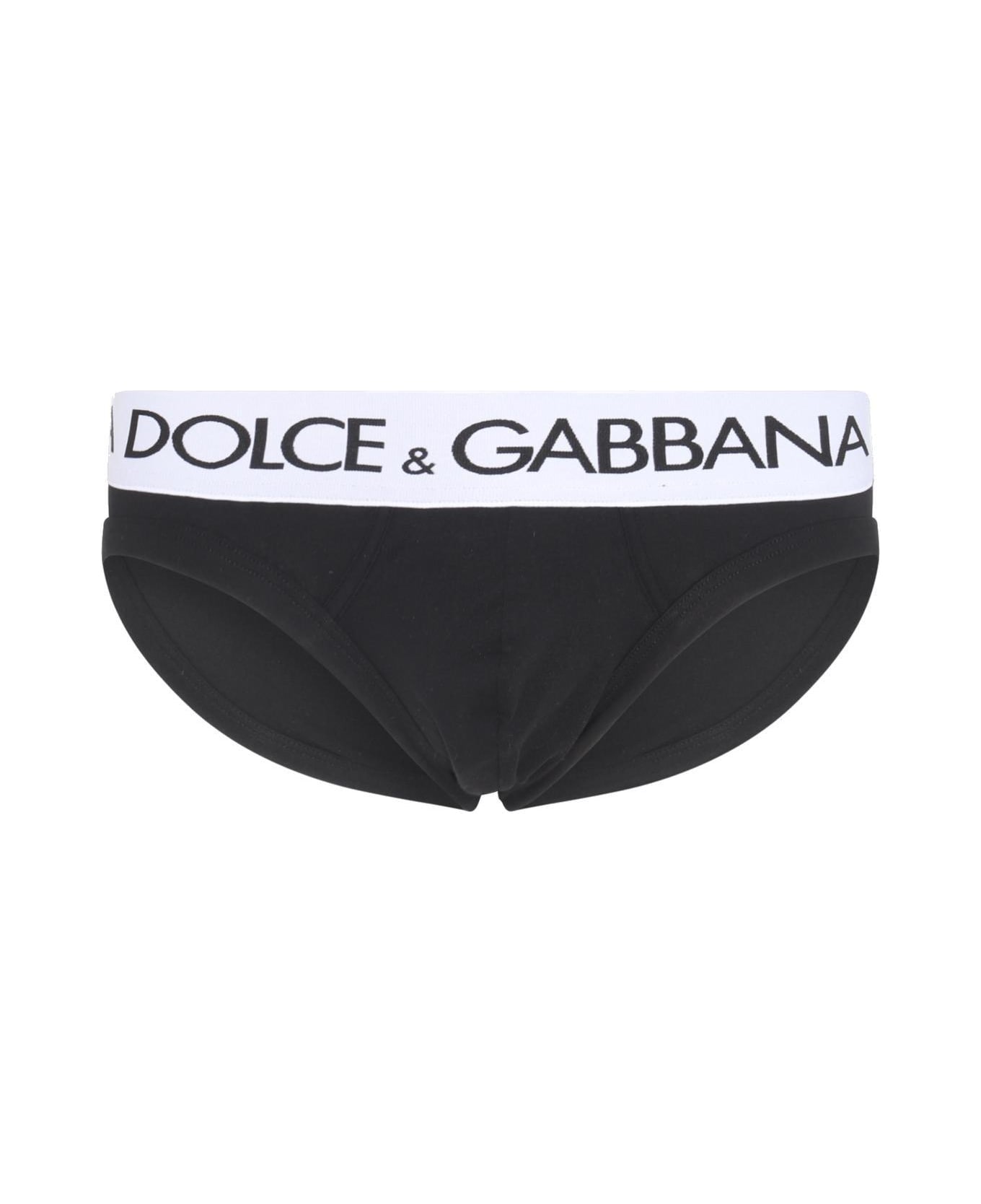 Dolce & Gabbana Elasticated Logo Waist Briefs - White/Black