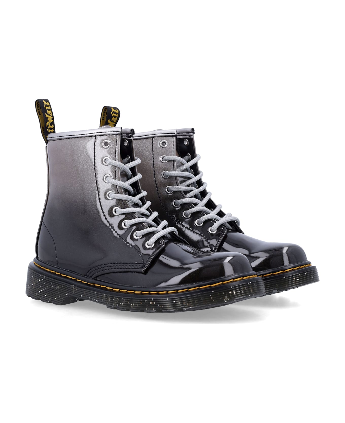 Dr. Martens Kids - Glitter Lace-up Boots - SILVER/BLACK