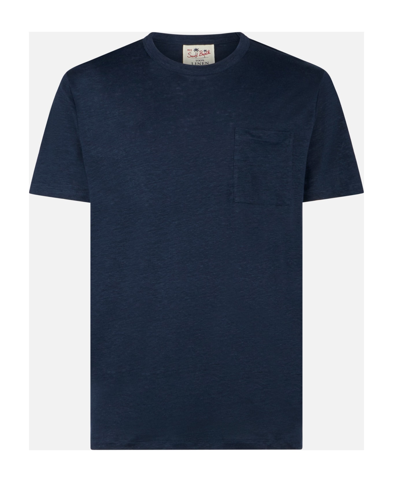 MC2 Saint Barth Man Linen Jersey T-shirt - BLUE