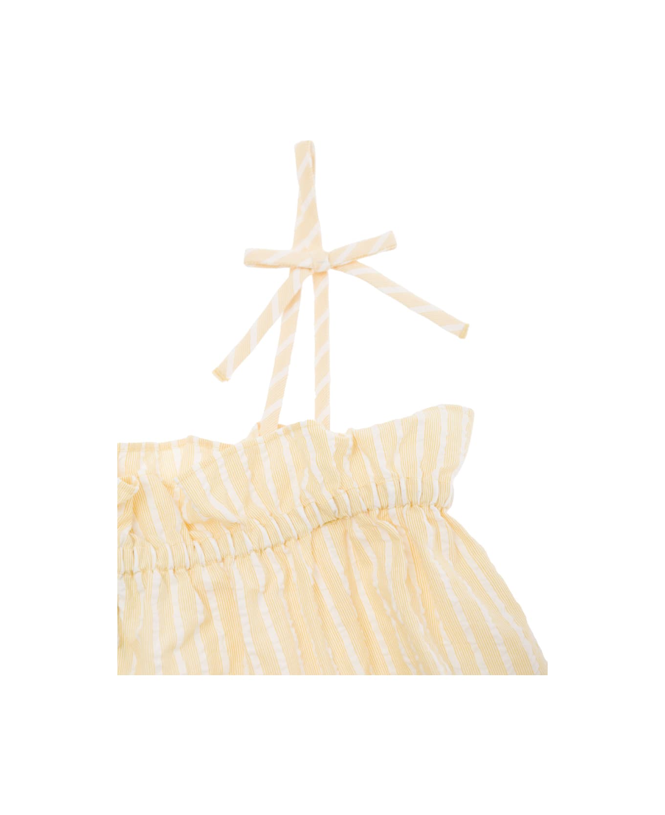 Emporio Armani Yellow Flounced Top With Straps In Cotton Girl - Yellow