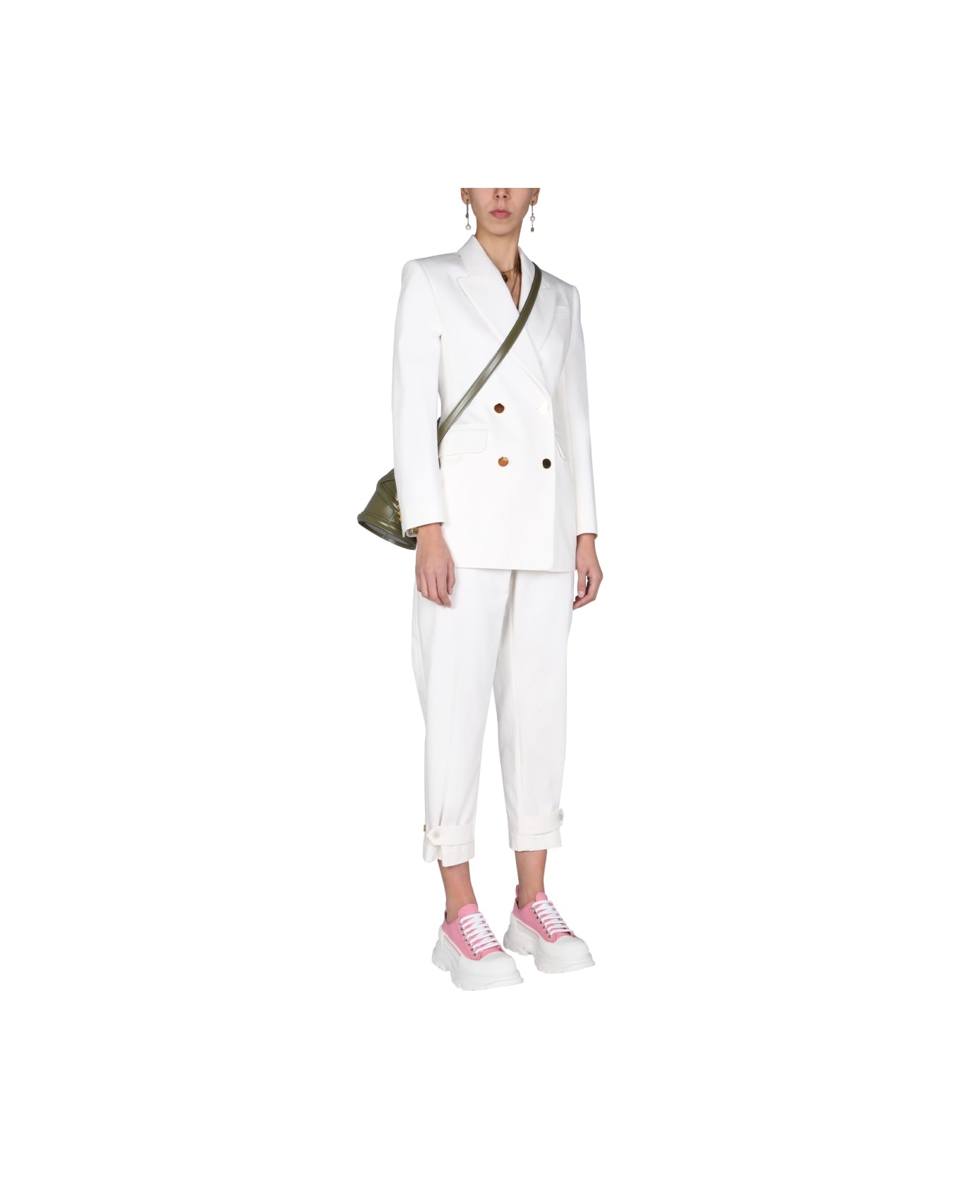 Alexander McQueen Gabardine Military Trousers - WHITE