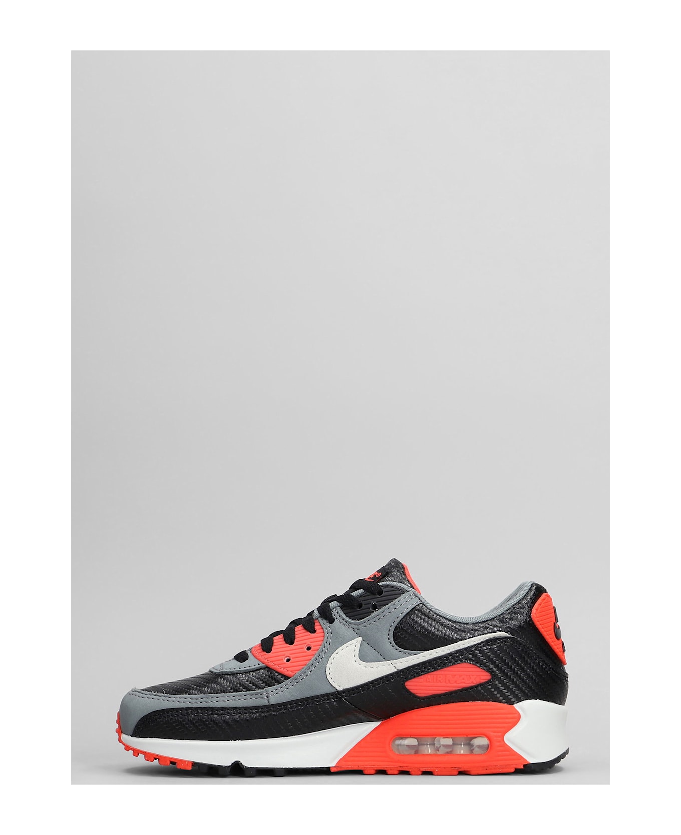 Nike Air Max 90 Sneakers In Grey Leather And Fabric - grey