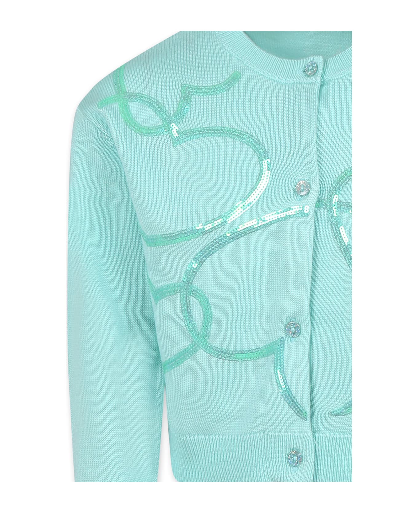 Billieblush Green Cardigan For Girl With Hearts - Green