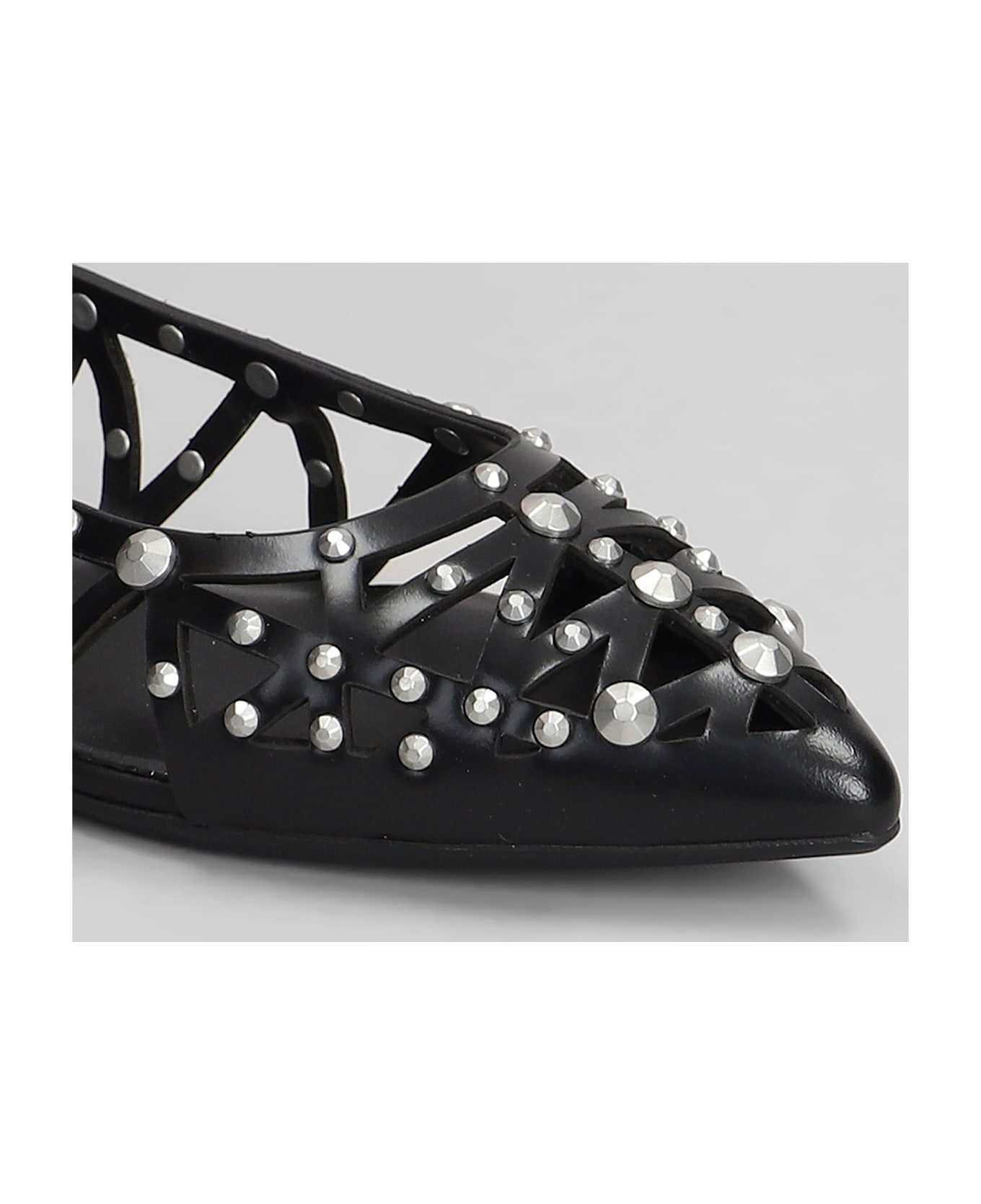 Ash Bazaar Bis Ballet Flats In Black Leather - black