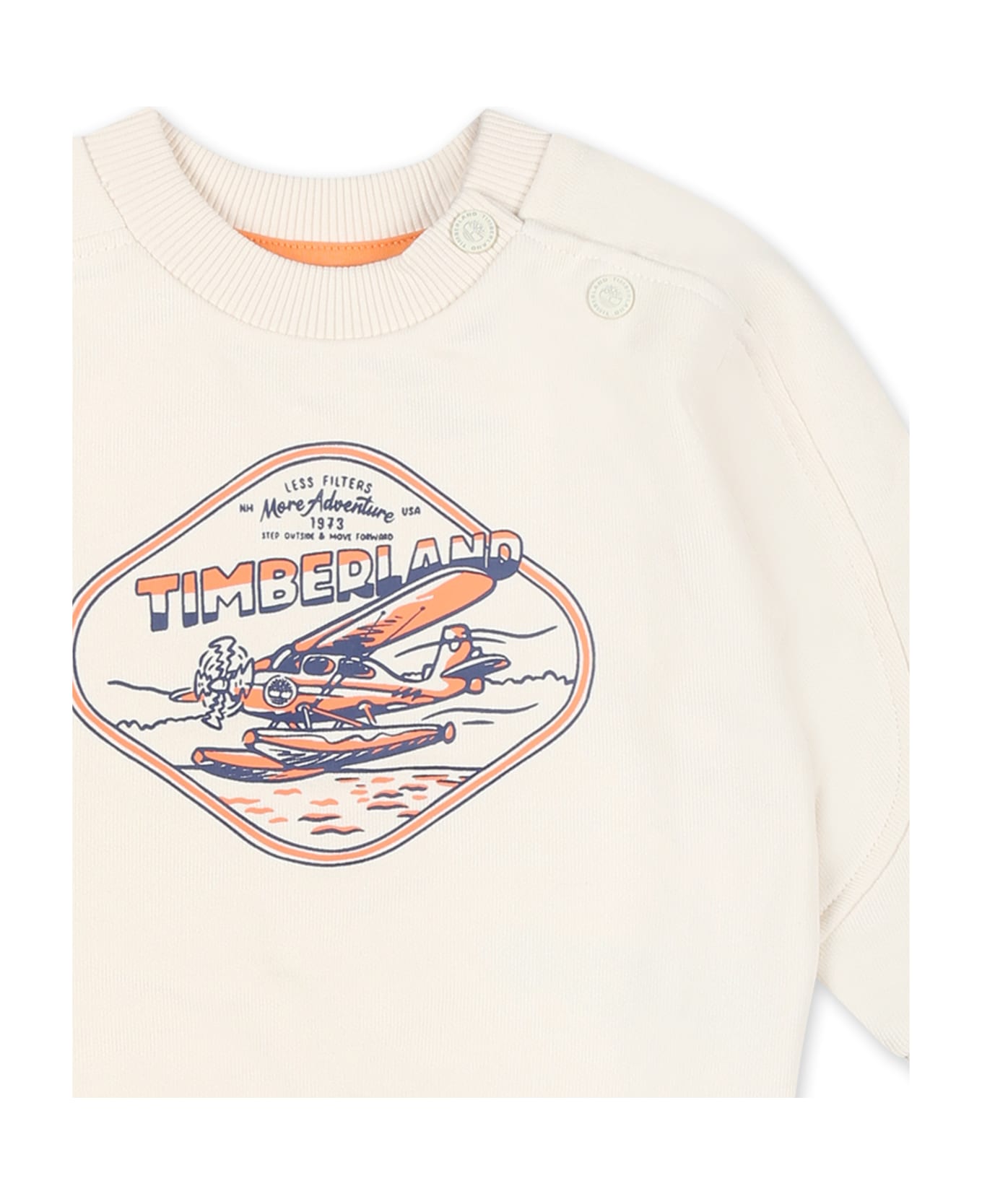 Timberland Ivory Sweatshirt For Baby Boy With Logo And Print - Ivory