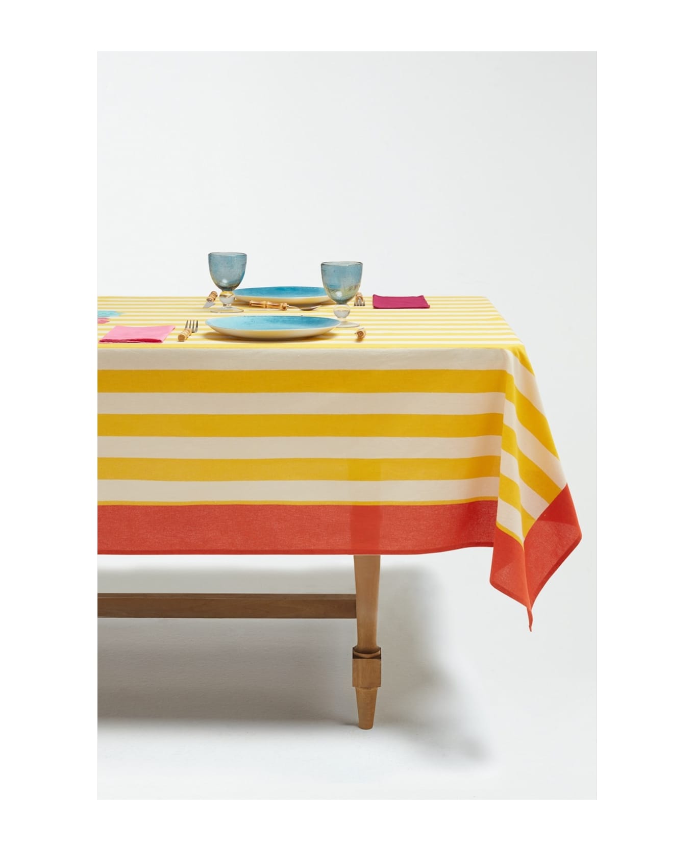 Lisa Corti Tablecloth 180x270 Nizam Stripes Sun Yellow - Multicolor