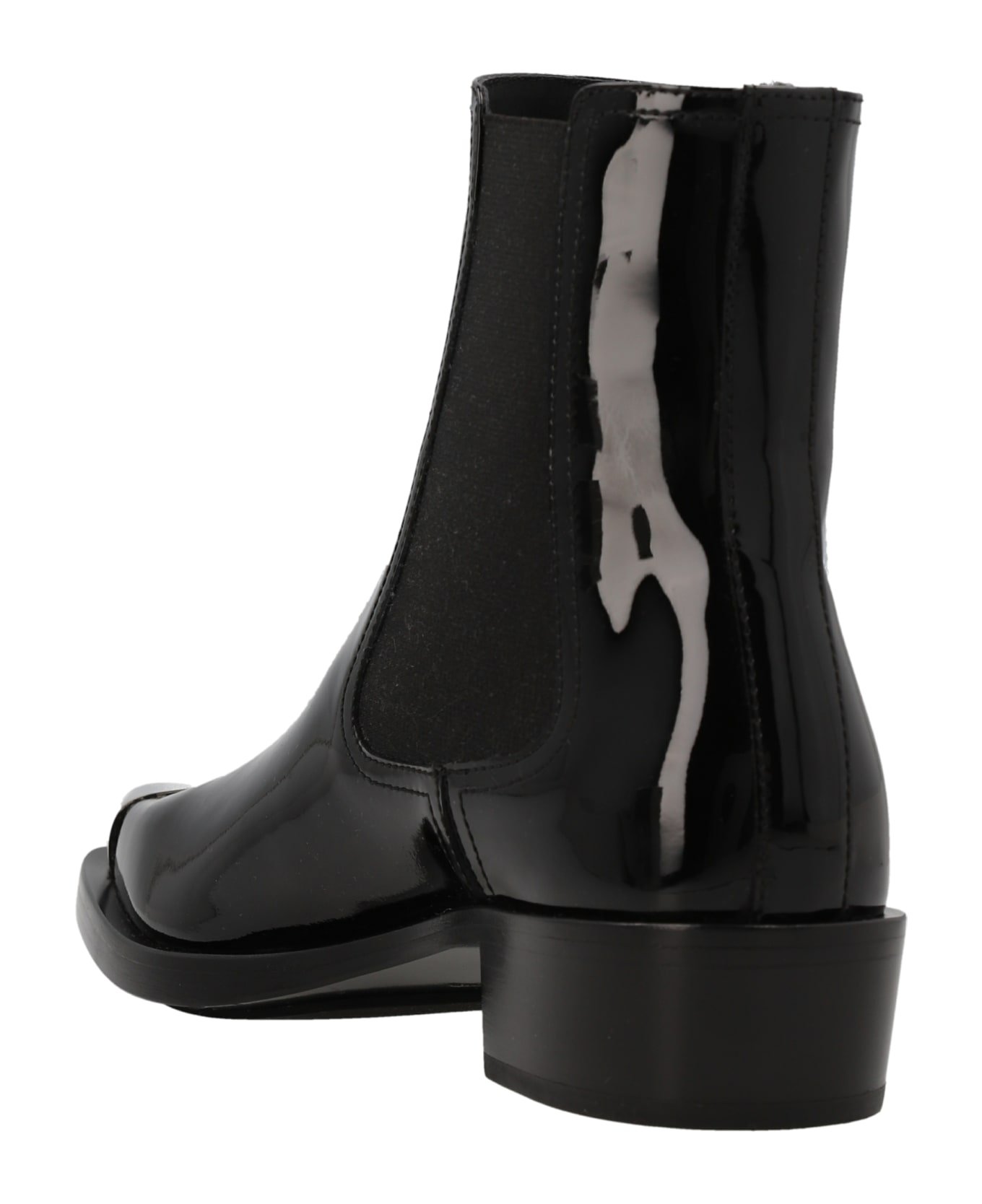 Alexander McQueen Patent Ankle Boots - Black  
