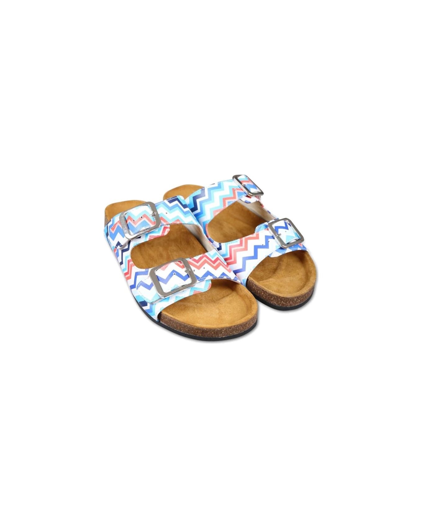 Missoni Kids Sandals With Logo And Chevron Pattern - Blue シューズ