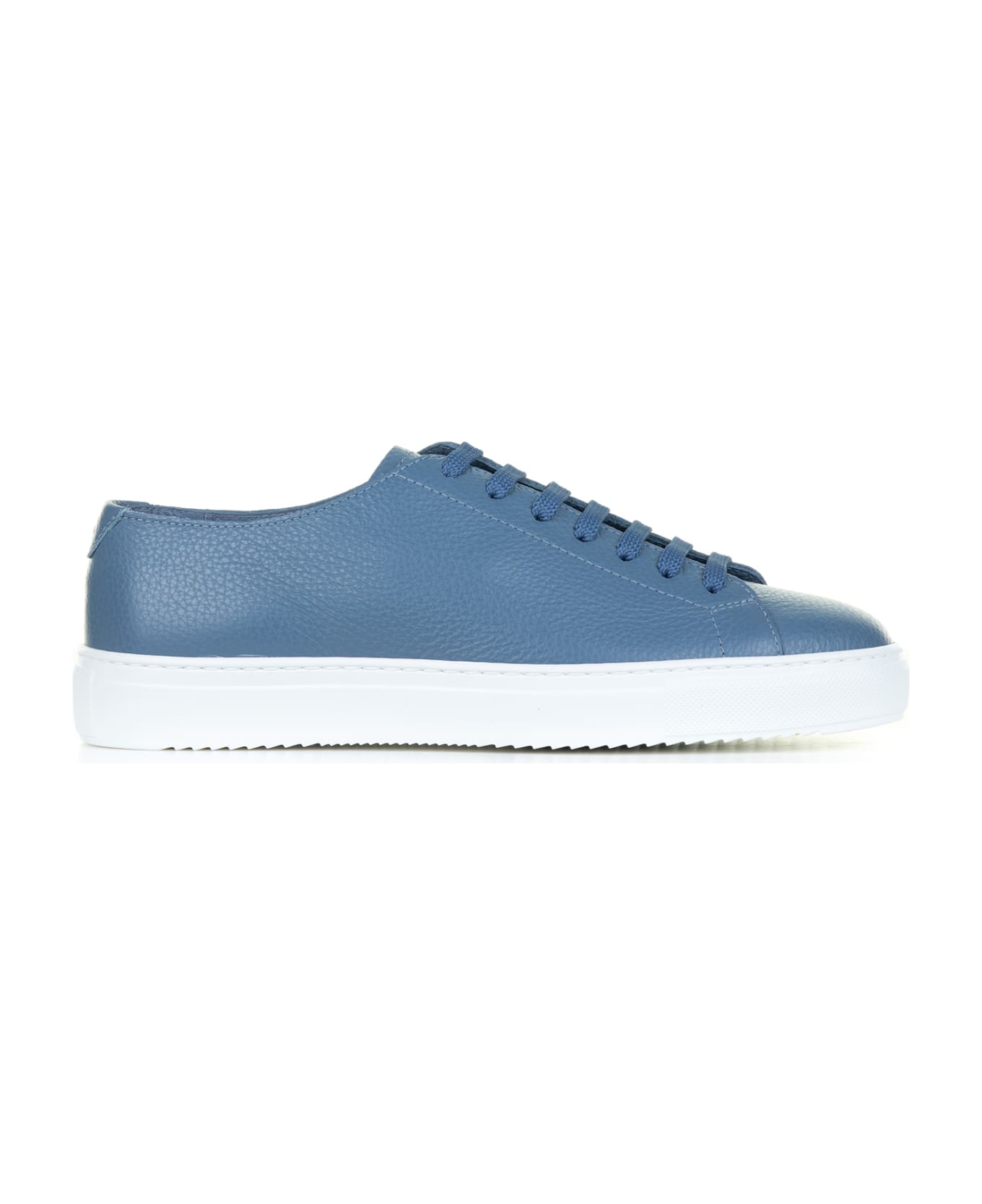 Doucal's Light Blue Leather Sneaker - DENIM