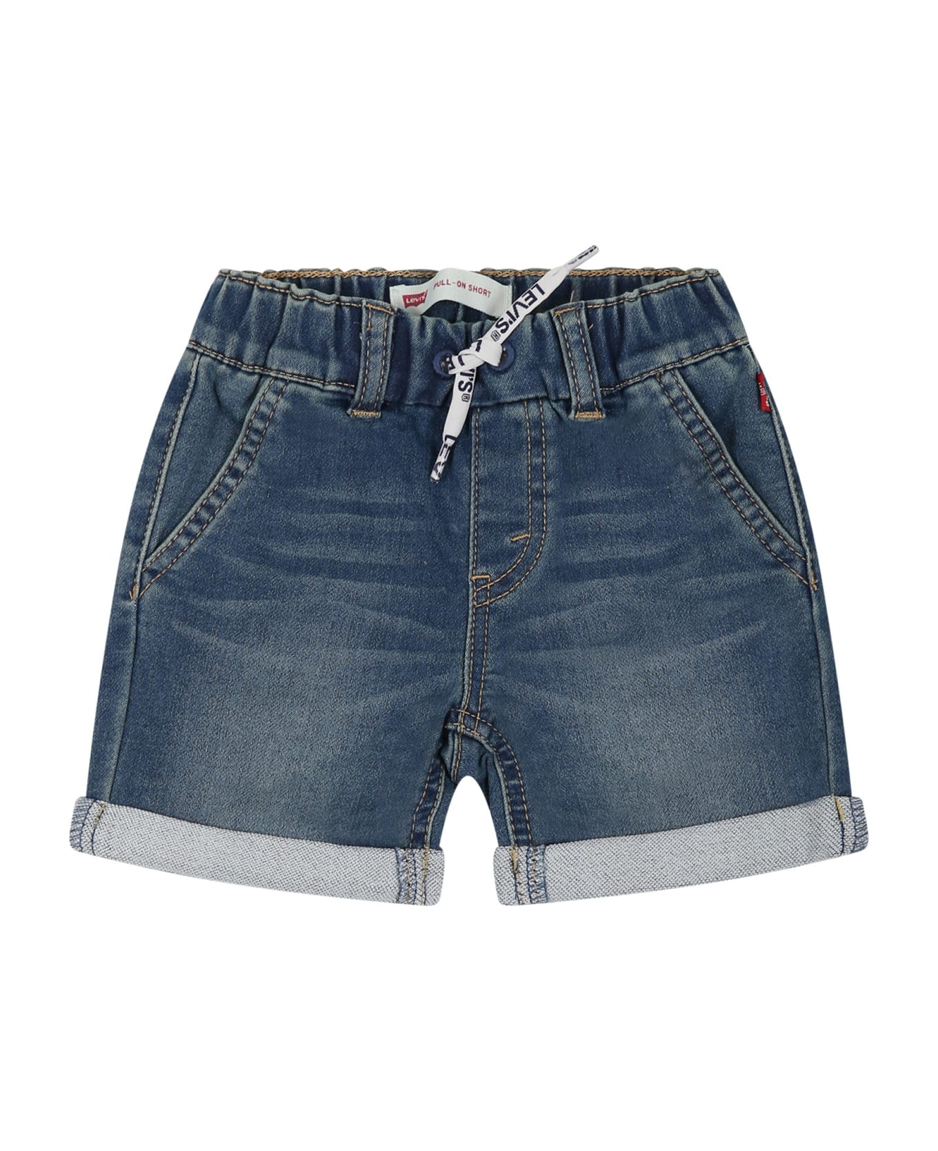 Levi's Blue Shorts For Baby Boy With Logo - Denim