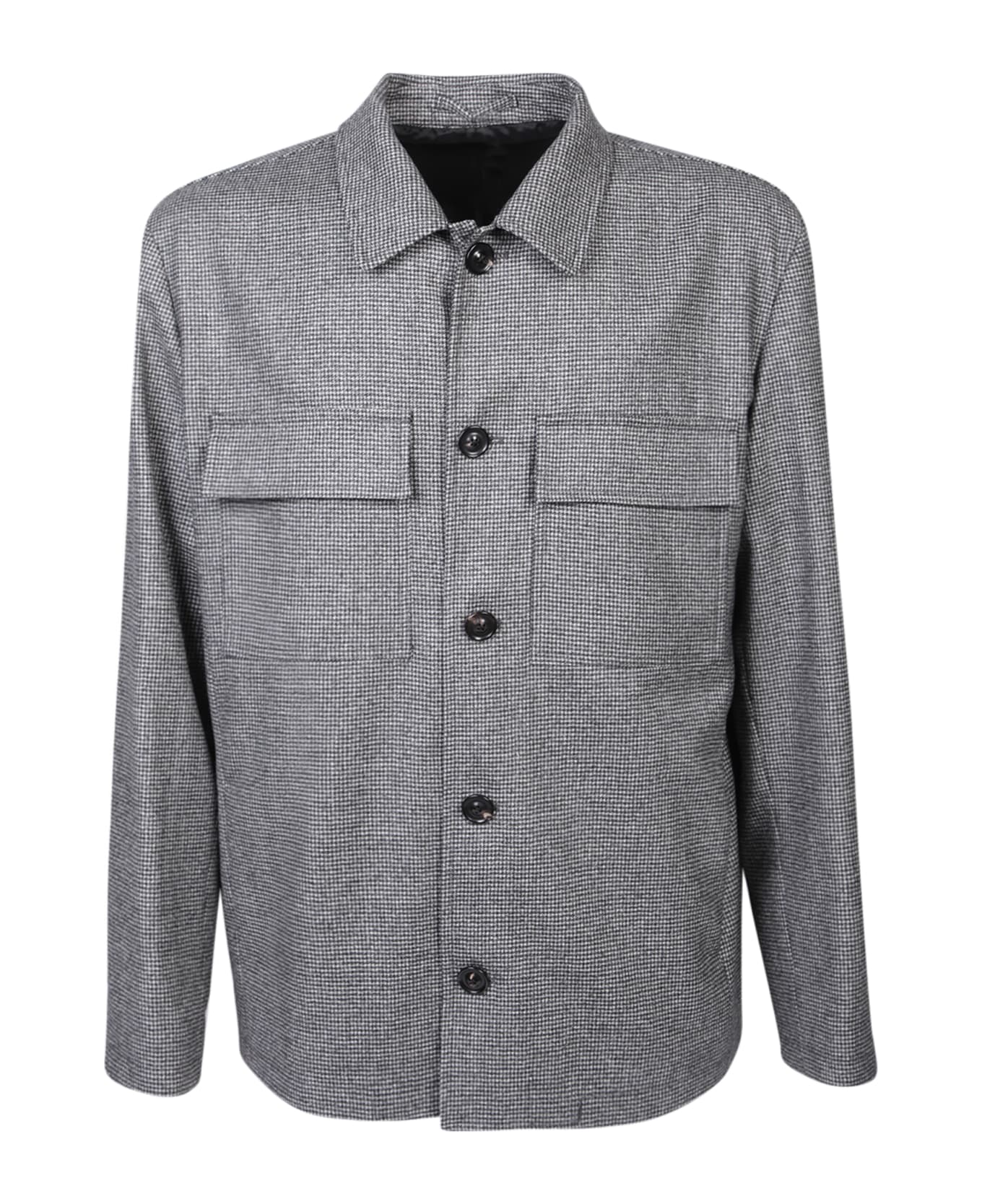 Lardini Long Sleeves Black/grey Overshirt - Black