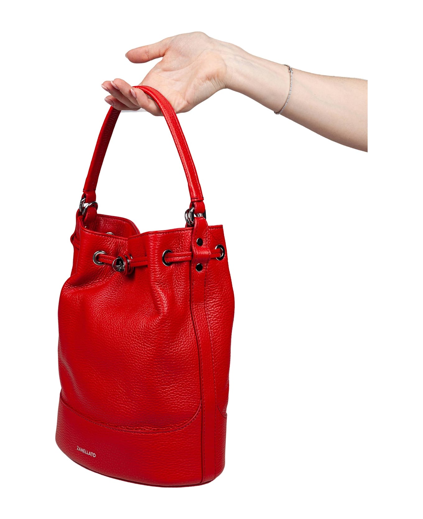 Zanellato Monda
 Daily Day S Leather Bucket Bag Red Color - Red