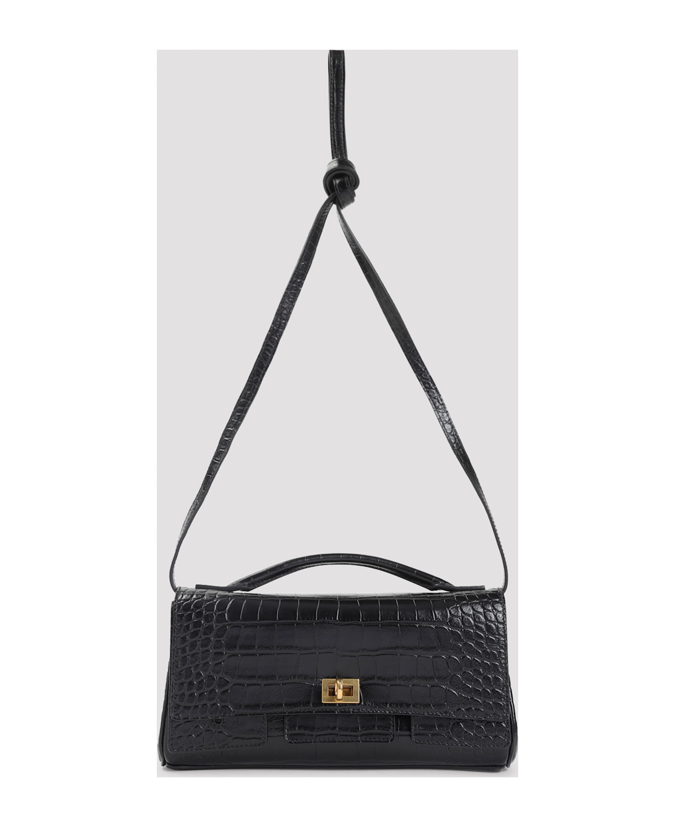 Balenciaga Bel Air Clutch On Strap Handbag - Black