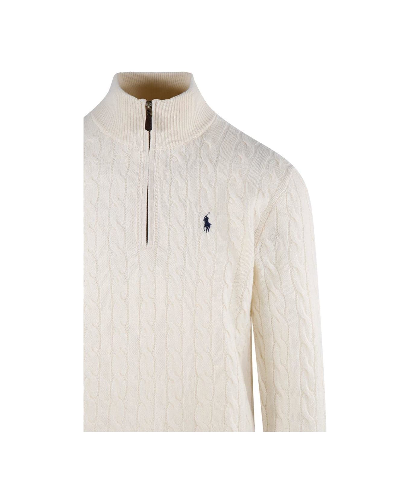 Ralph Lauren Pony Embroidered Cable-knit Jumper - ANDOVER CREAM