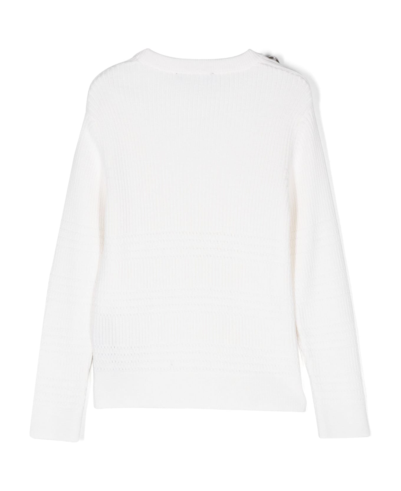 Balmain Maglione Con Logo Traforato - Cream