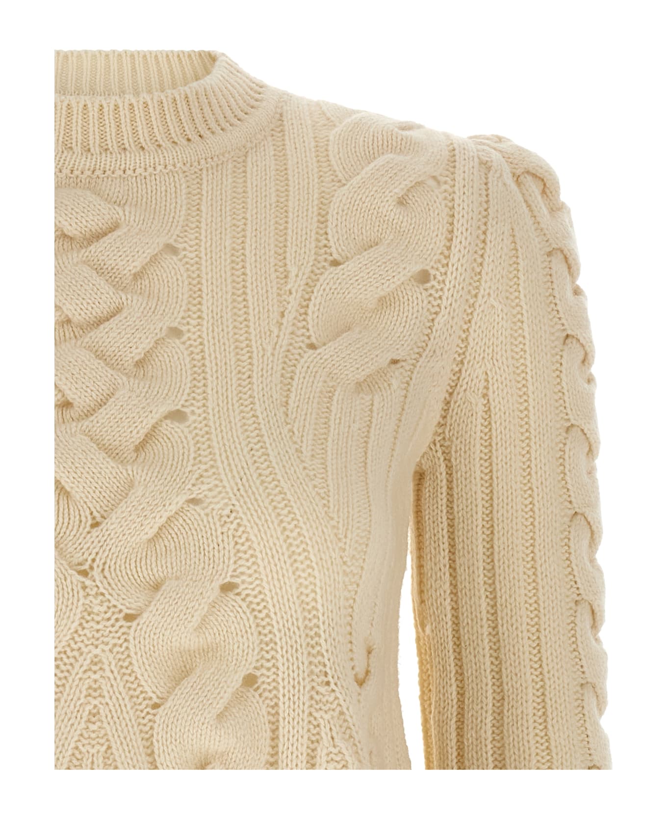 Alexander McQueen 
peplum Cable
 Sweater - White