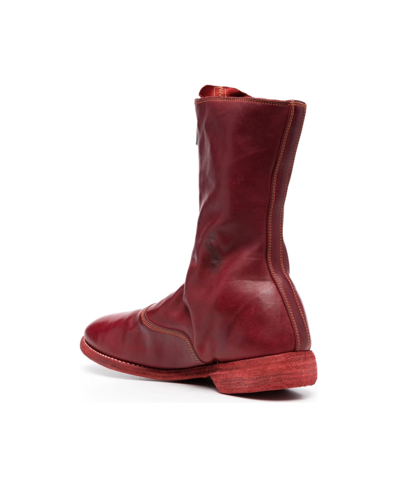 Guidi Front Zip Army Boots - T Red