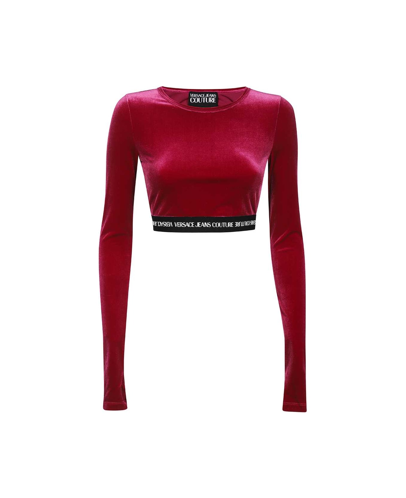 Versace Jeans Couture Long Sleeve Crop Top - red