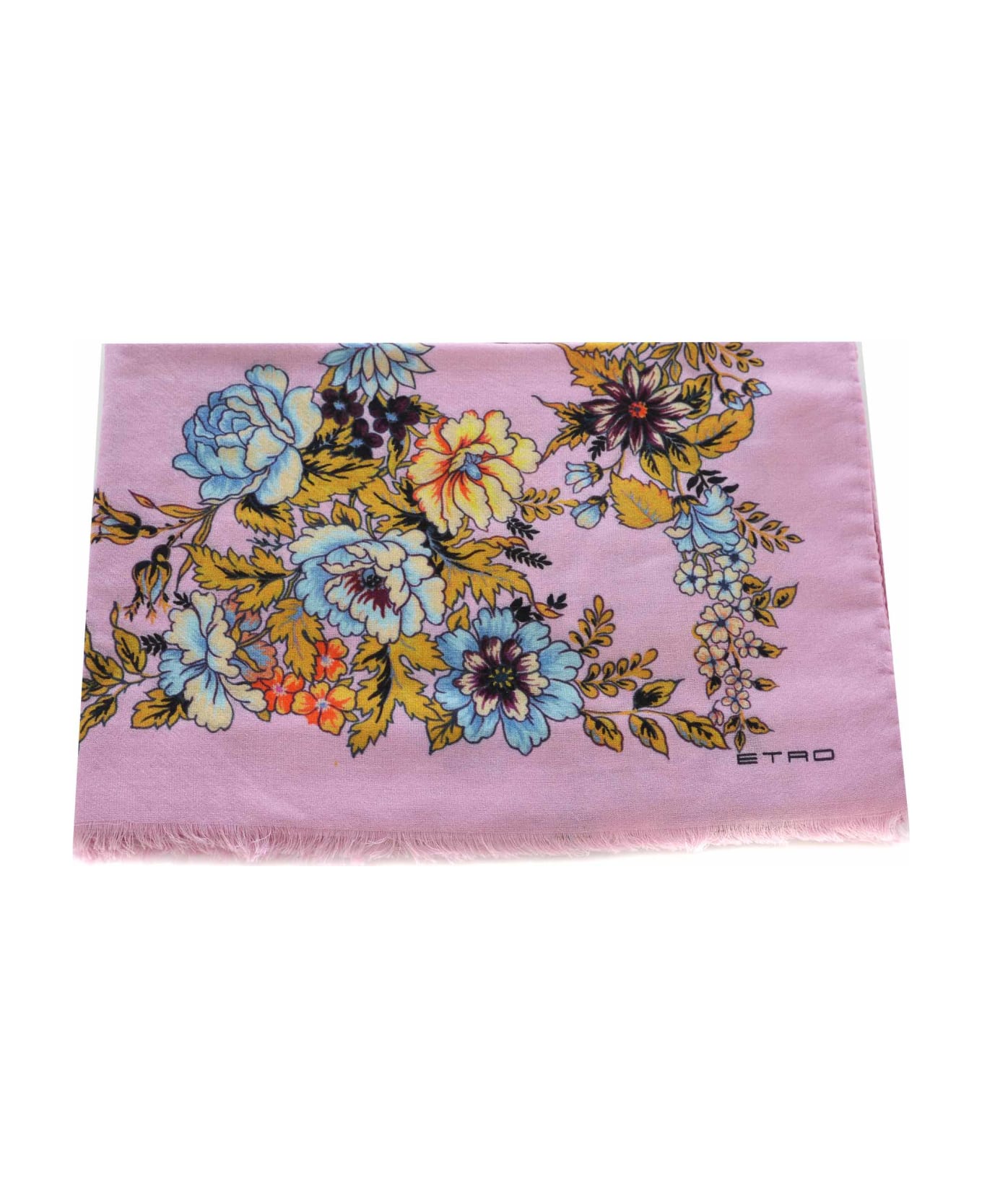Etro Scarf Etro "bouquet" Made Of Cashmere And Silk Blend - Rosa