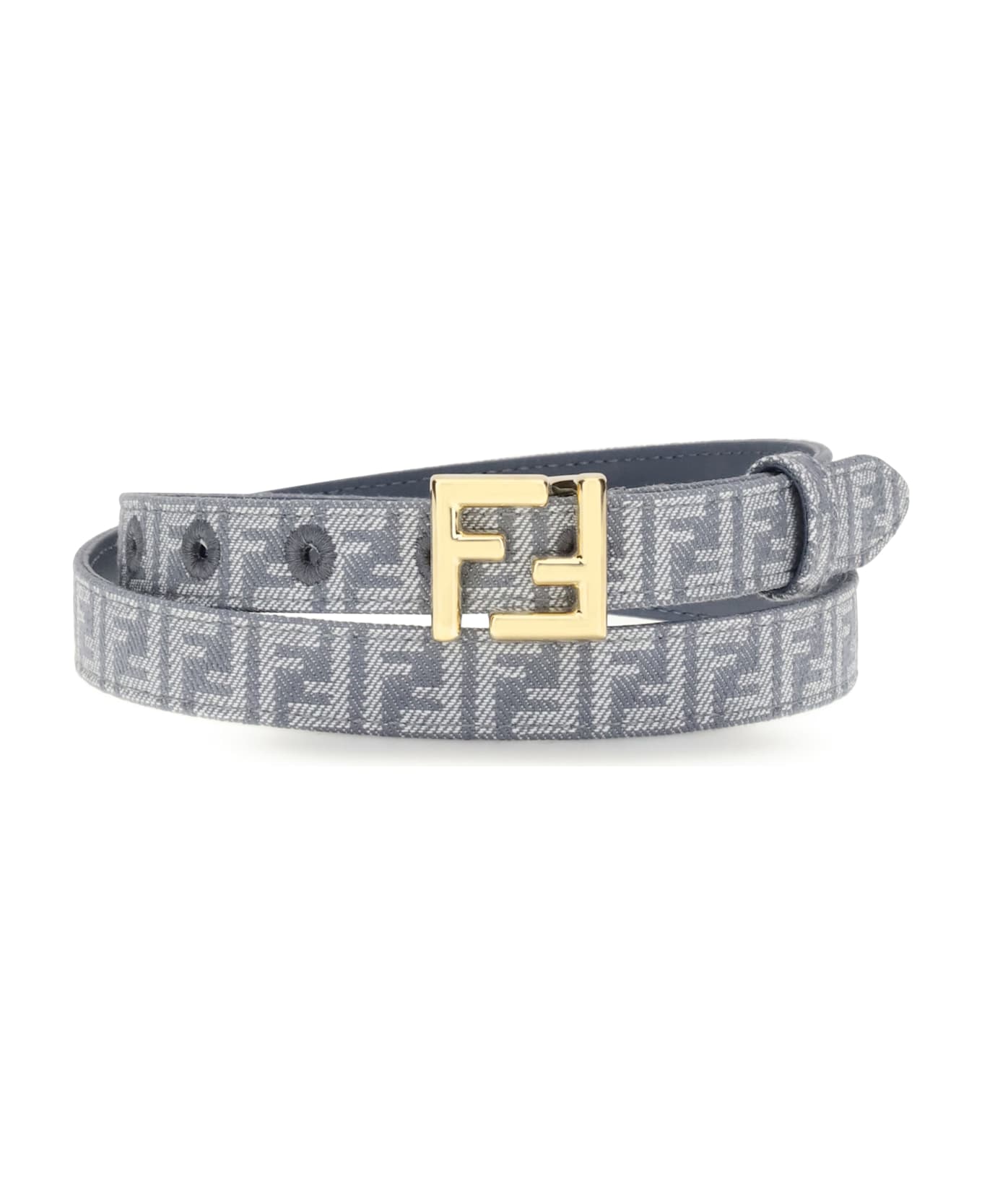 Fendi Ff Embroidered Denim Belt