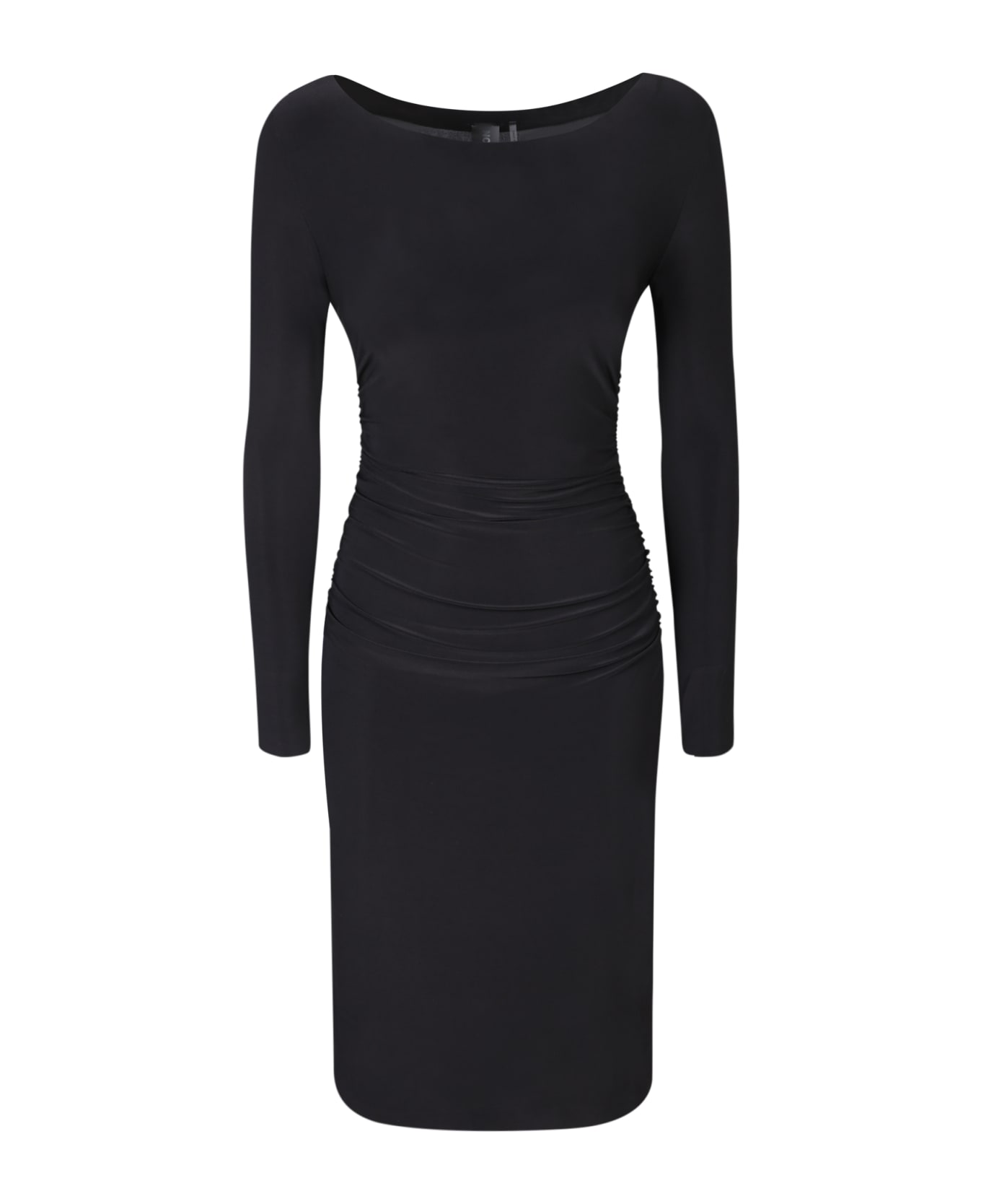 Norma Kamali Shirred Black Dress - Black