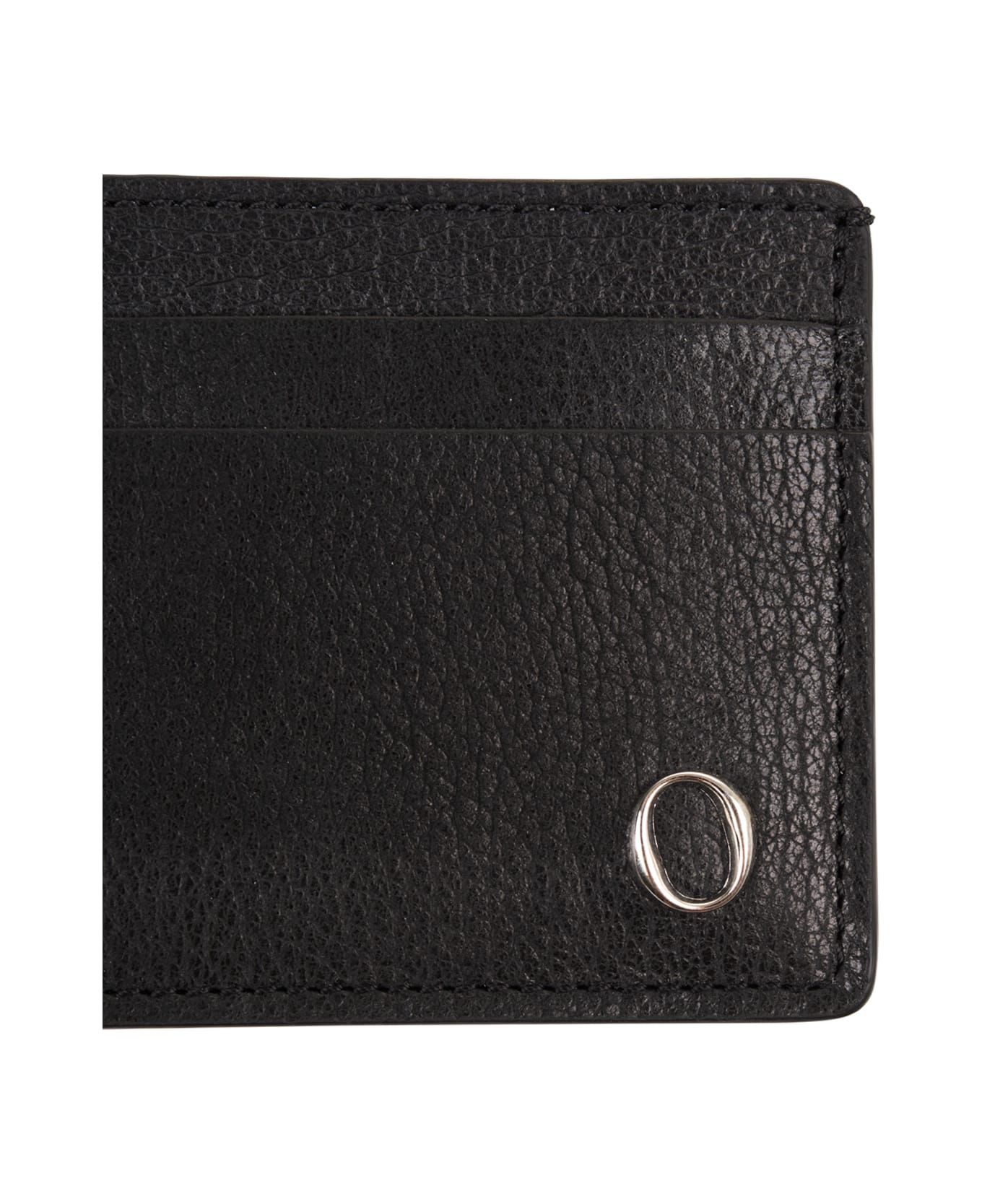 Orciani Black Grained Leather Card Holder With Logo - Black