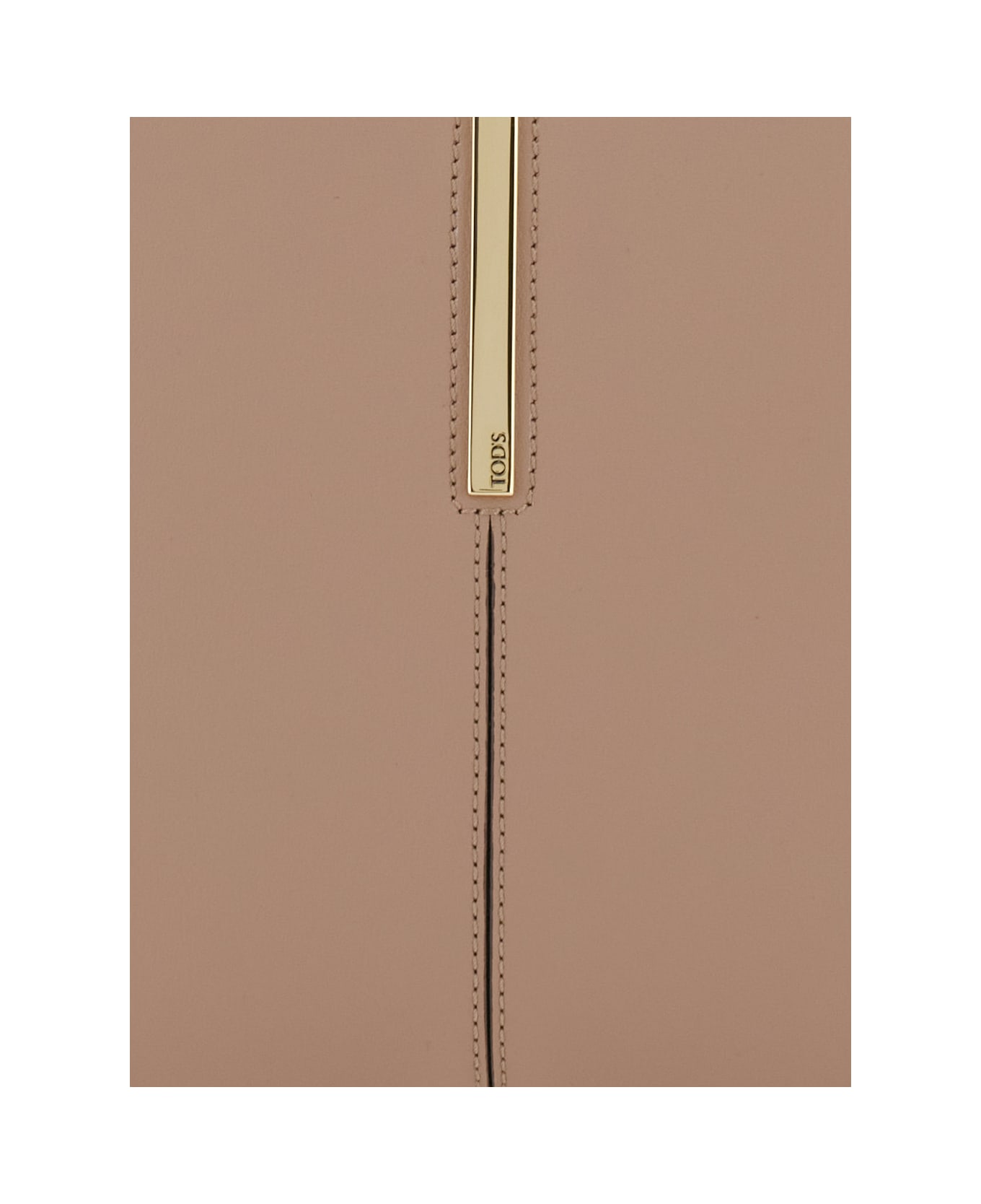Tod's 'ebr Mini' Beige Shoulder Bag With Logo Metal Plate In Leather Woman - Beige