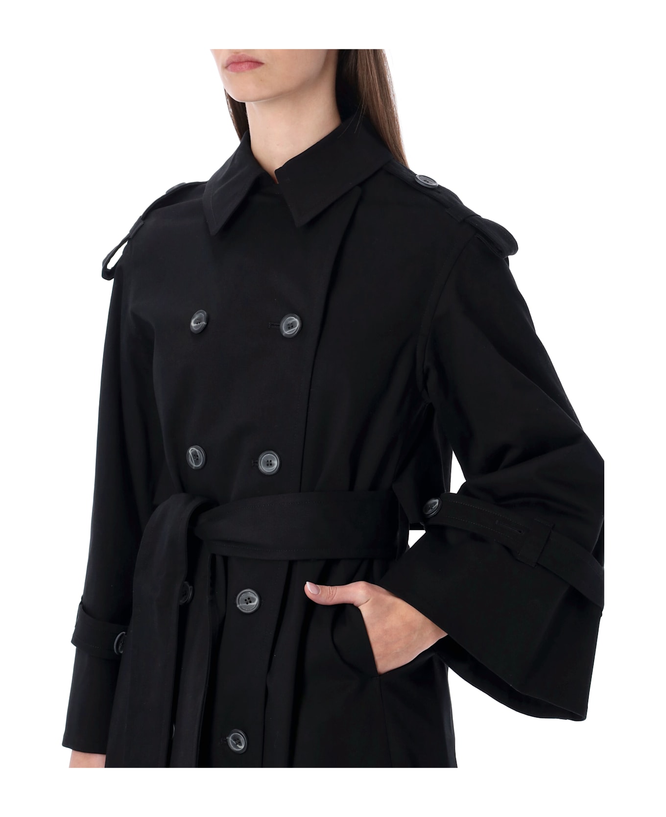 By Malene Birger Alaya Long Double-breasted Trench - BLACK