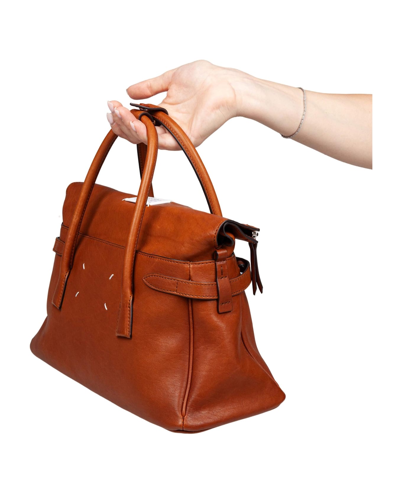 Maison Margiela 5ac Handbag In Vintage Cognac Leather - Cognac