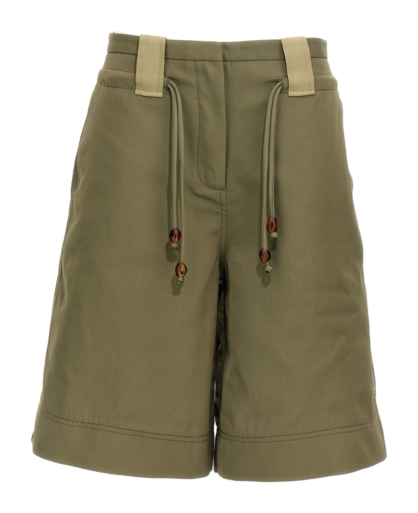 Ganni Heavy Twill Bermuda Shorts - Green ショートパンツ