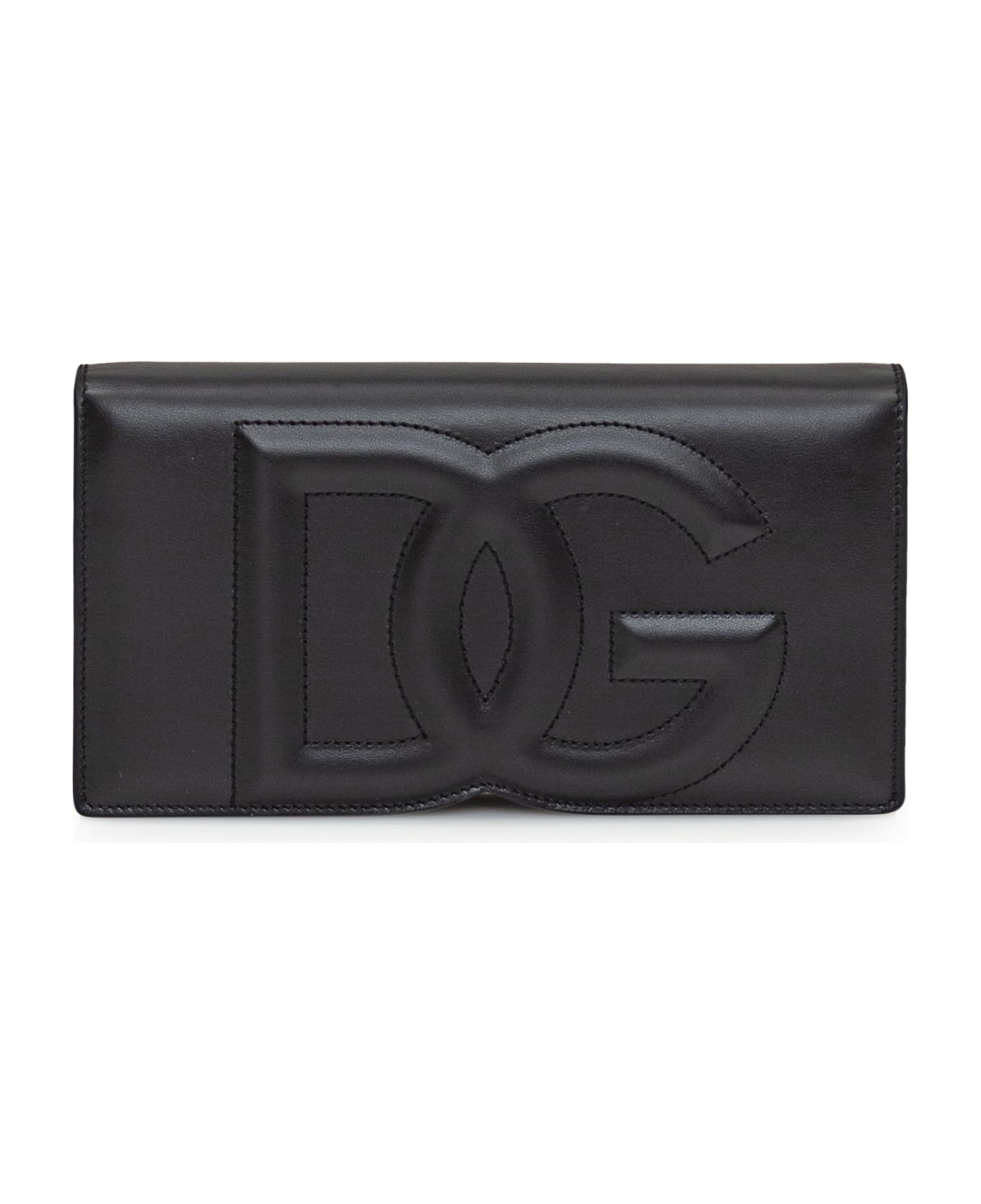 Dolce & Gabbana Leather Phone Bag With Logo - Nero