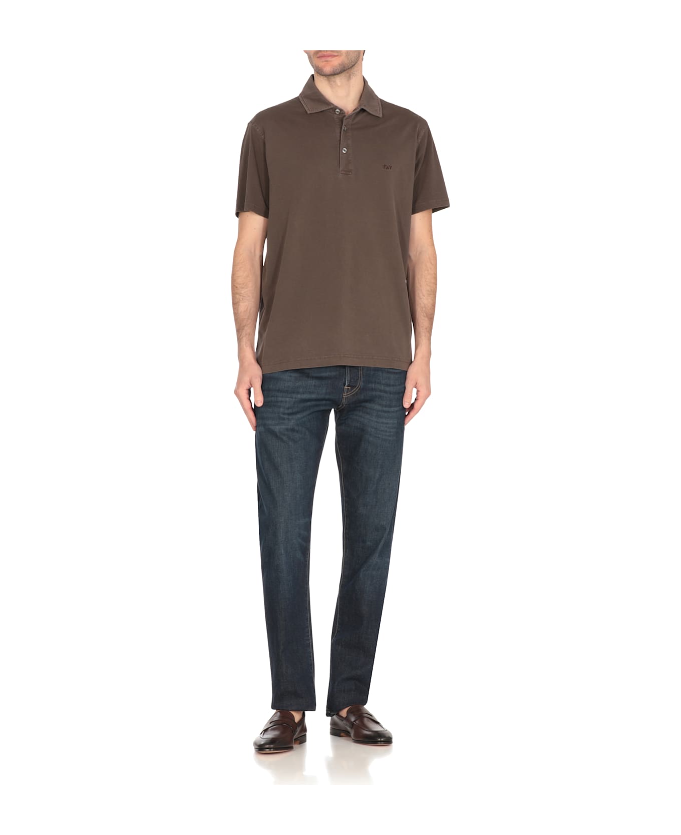 Fay Logoed Polo - Brown