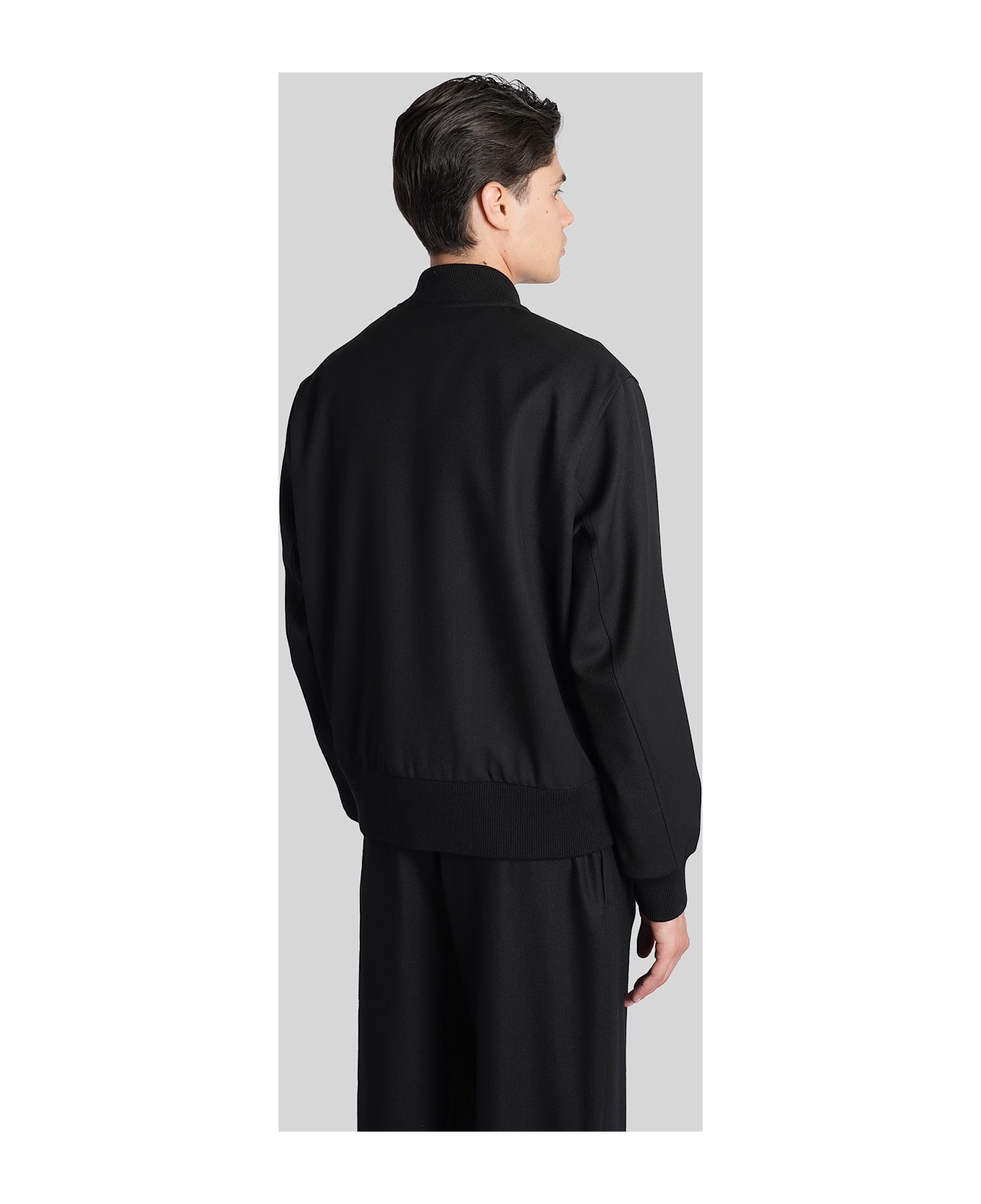 Lardini Bomber Jacket In Black Wool - black