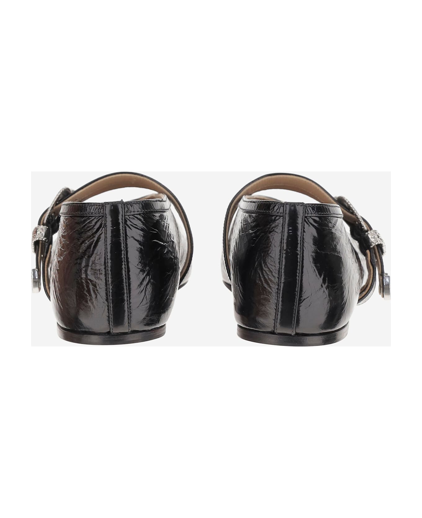 Le Monde Beryl Claudia Laminated Leather Ballerina Flats - Black