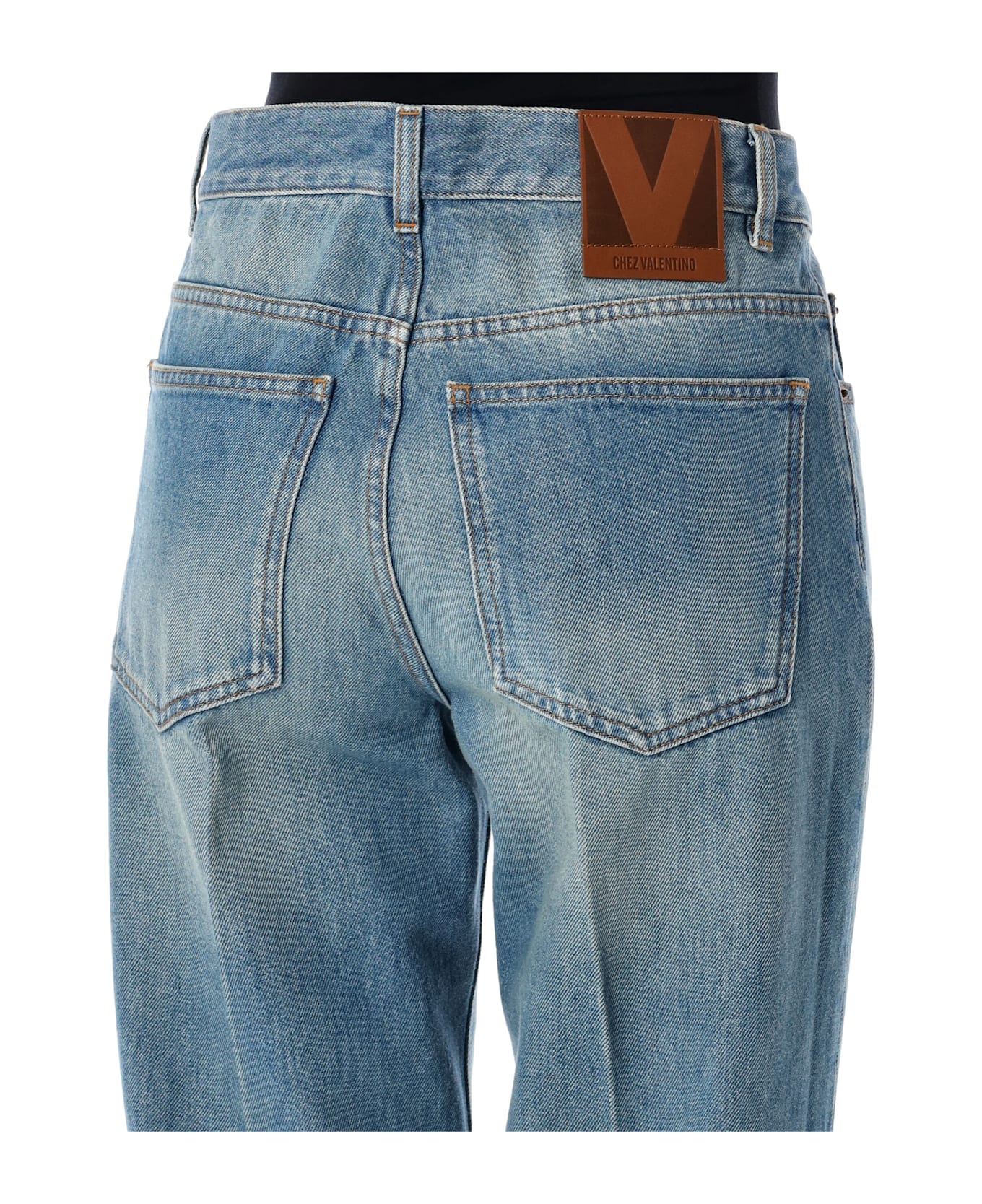 Valentino Garavani Jeans With Jacquard Details - MEDIUM BLUE