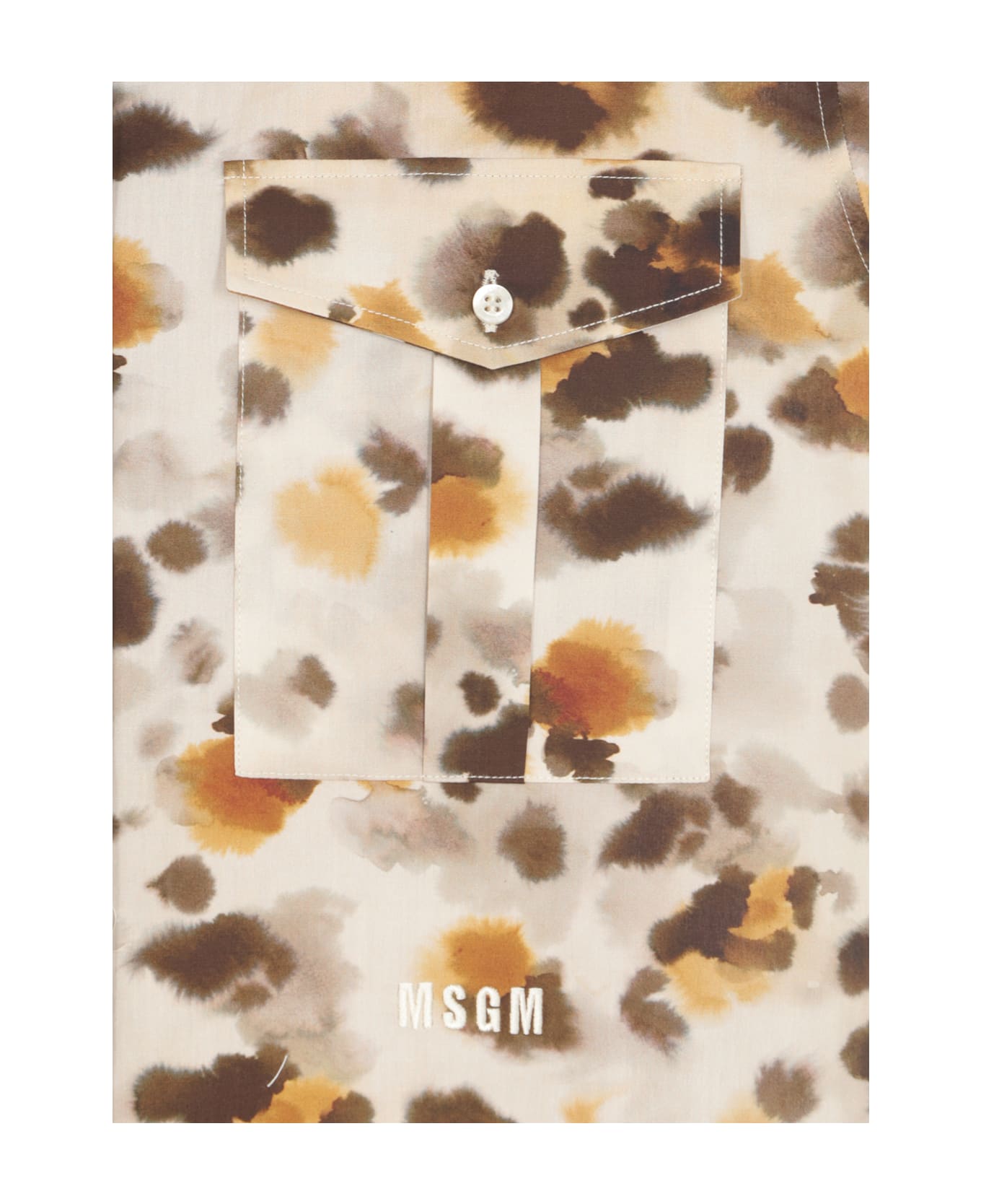 MSGM Watercolour Leopard Shirt - Beige
