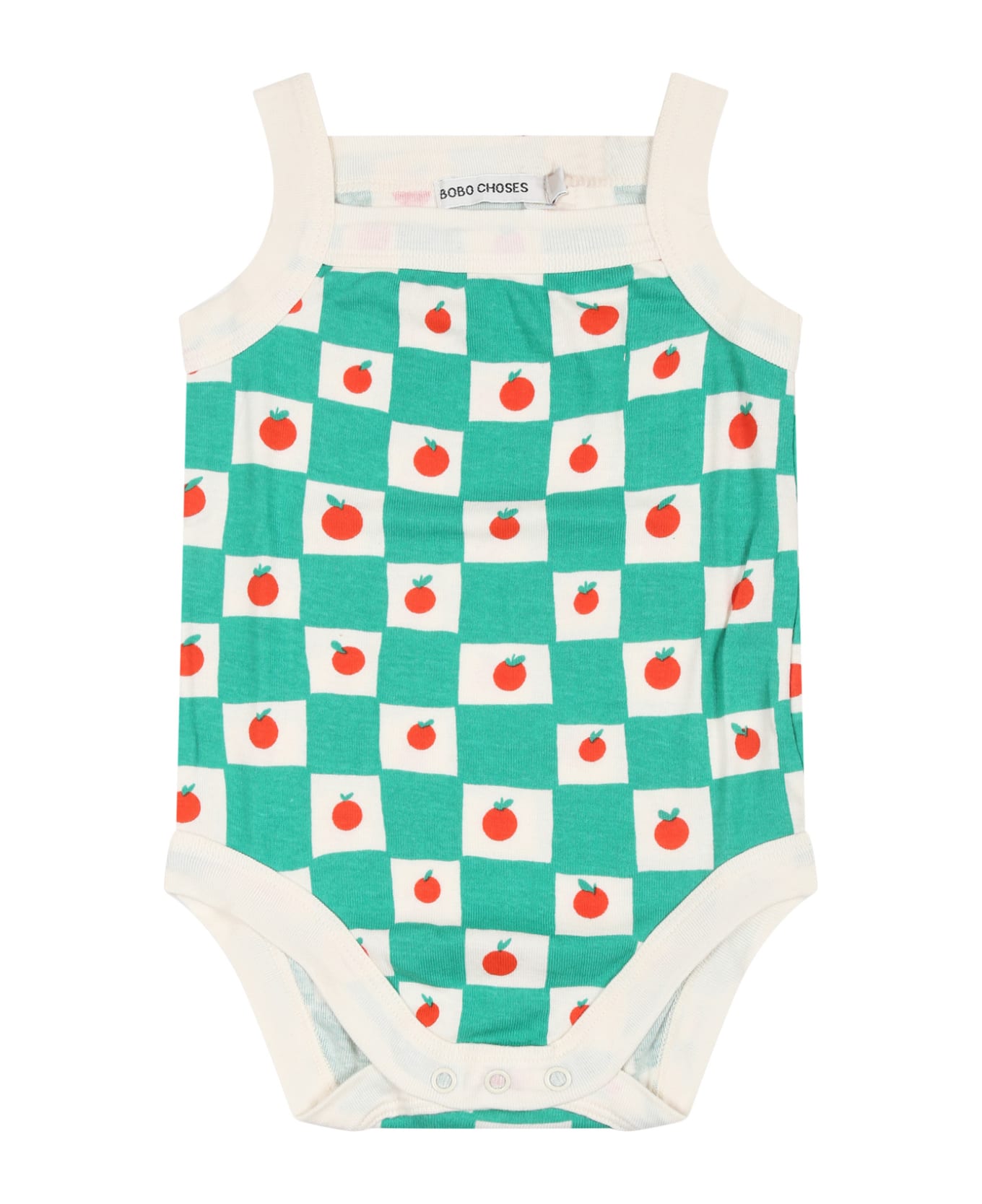 Bobo Choses Green Bodysuit For Babykids With Tomatoes - Green ボディスーツ＆セットアップ