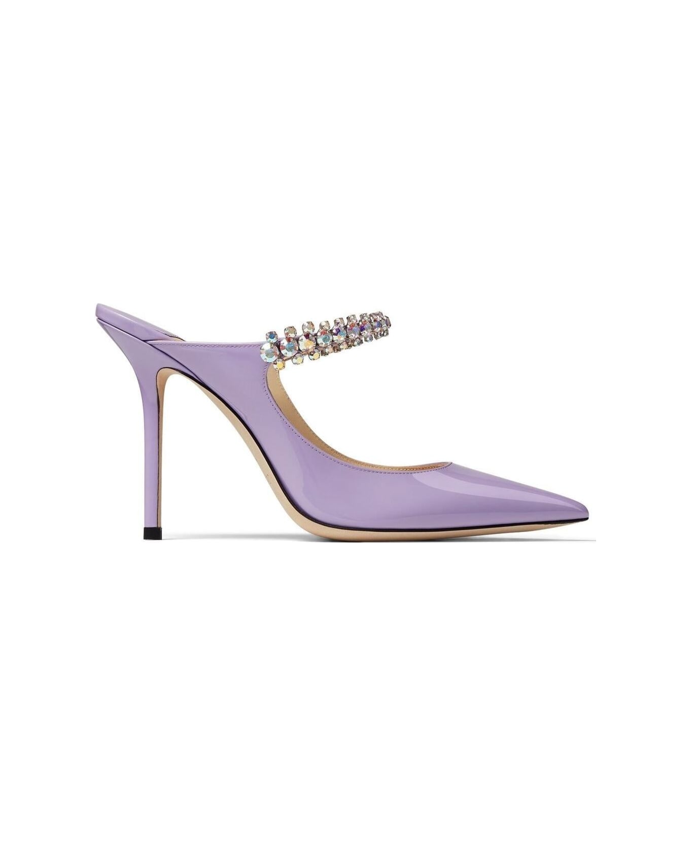 Jimmy Choo Lilac Patent Leather Pumps With Crystal Strap - Violet