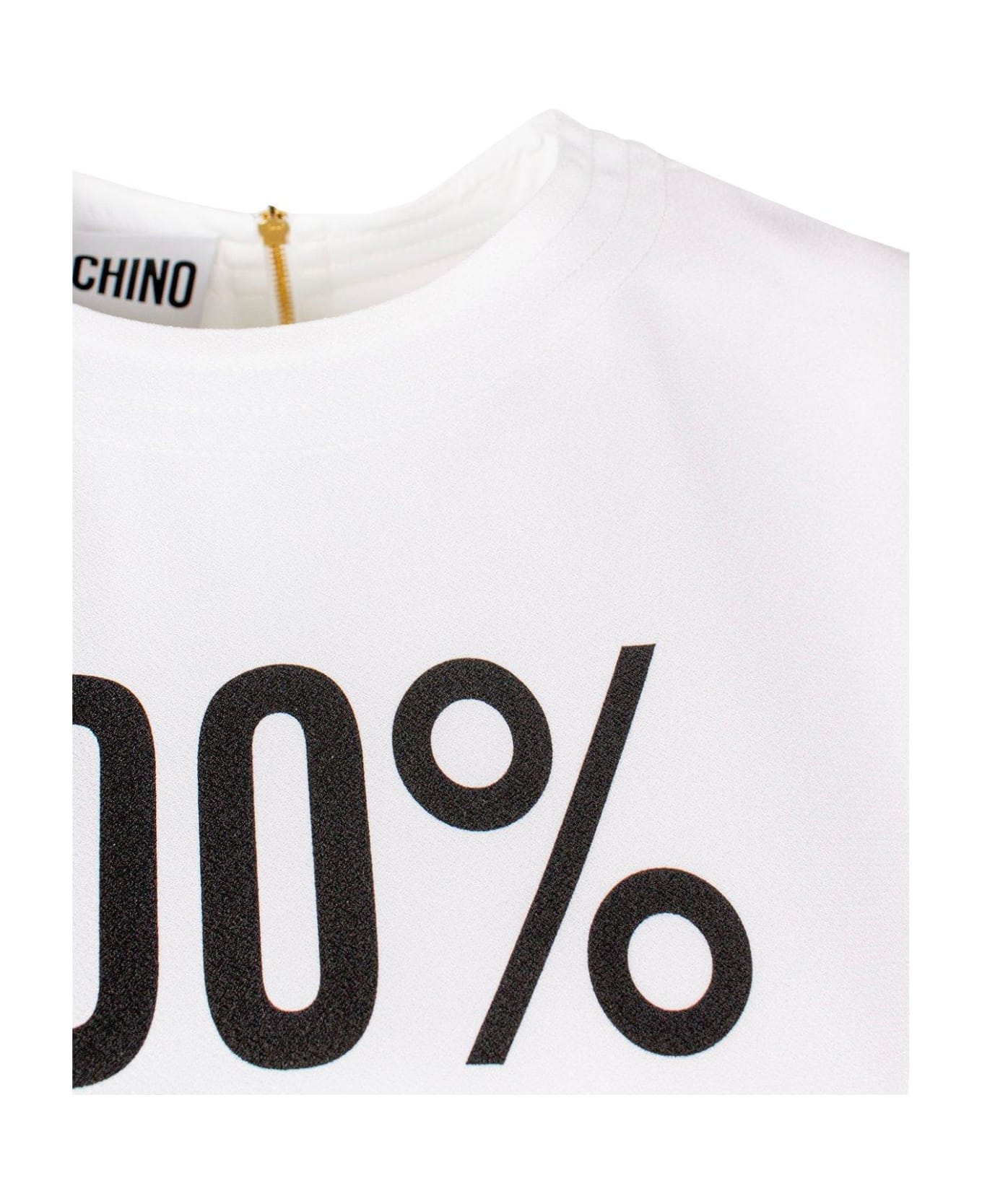 Moschino Logo Printed T-shirt Mini Dress - WHITE/BLACK Tシャツ