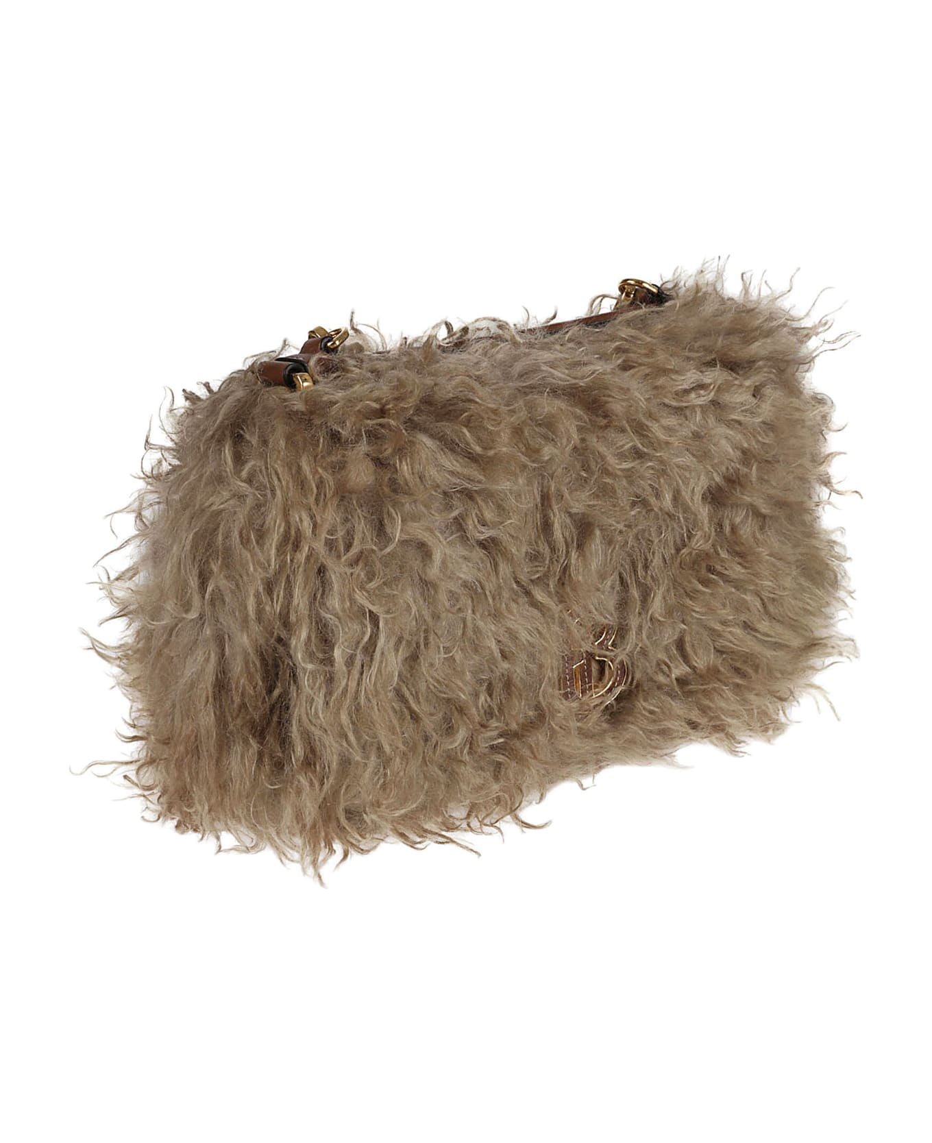Burberry Furred Shoulder Bag - Camel