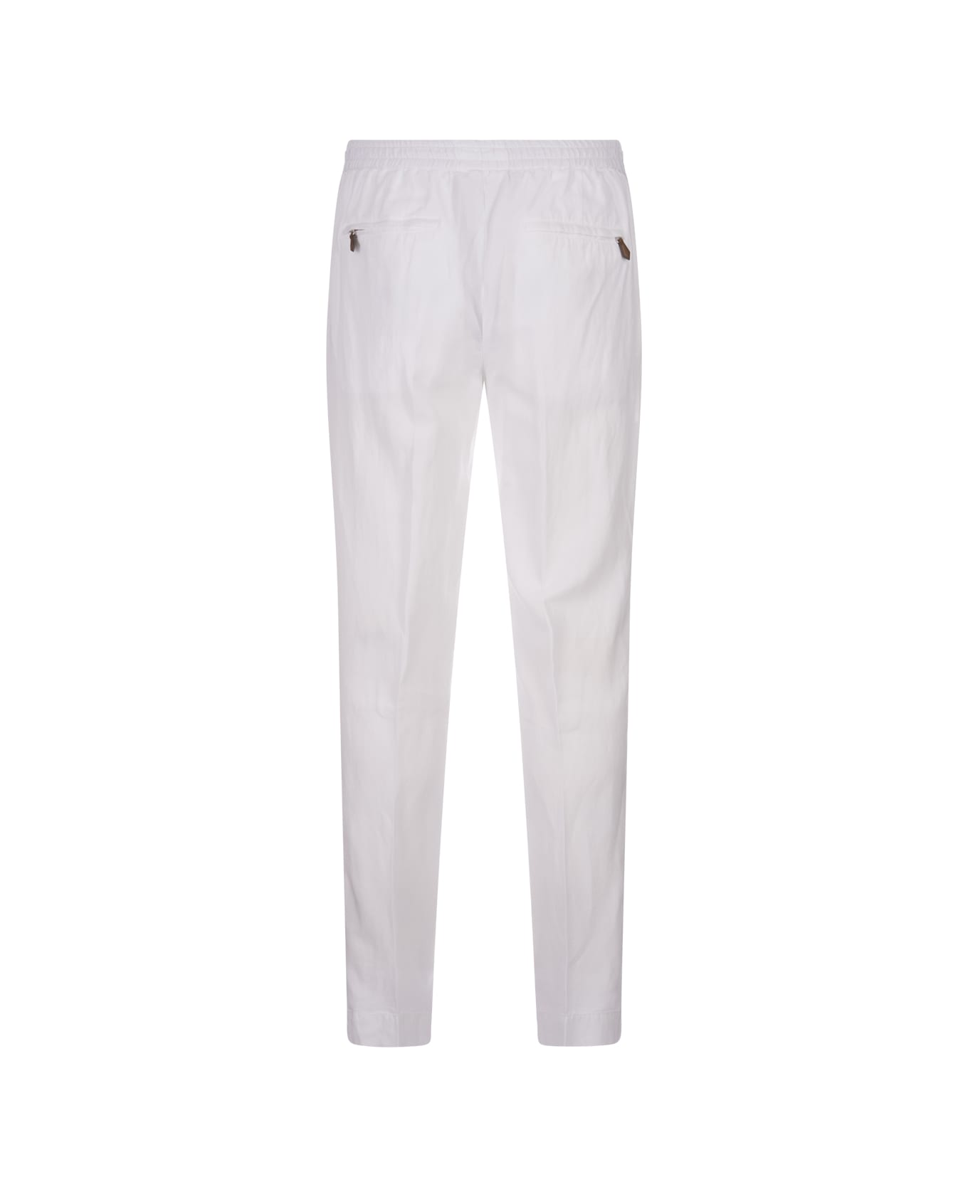 PT Torino White Linen Blend Soft Fit Trousers - White