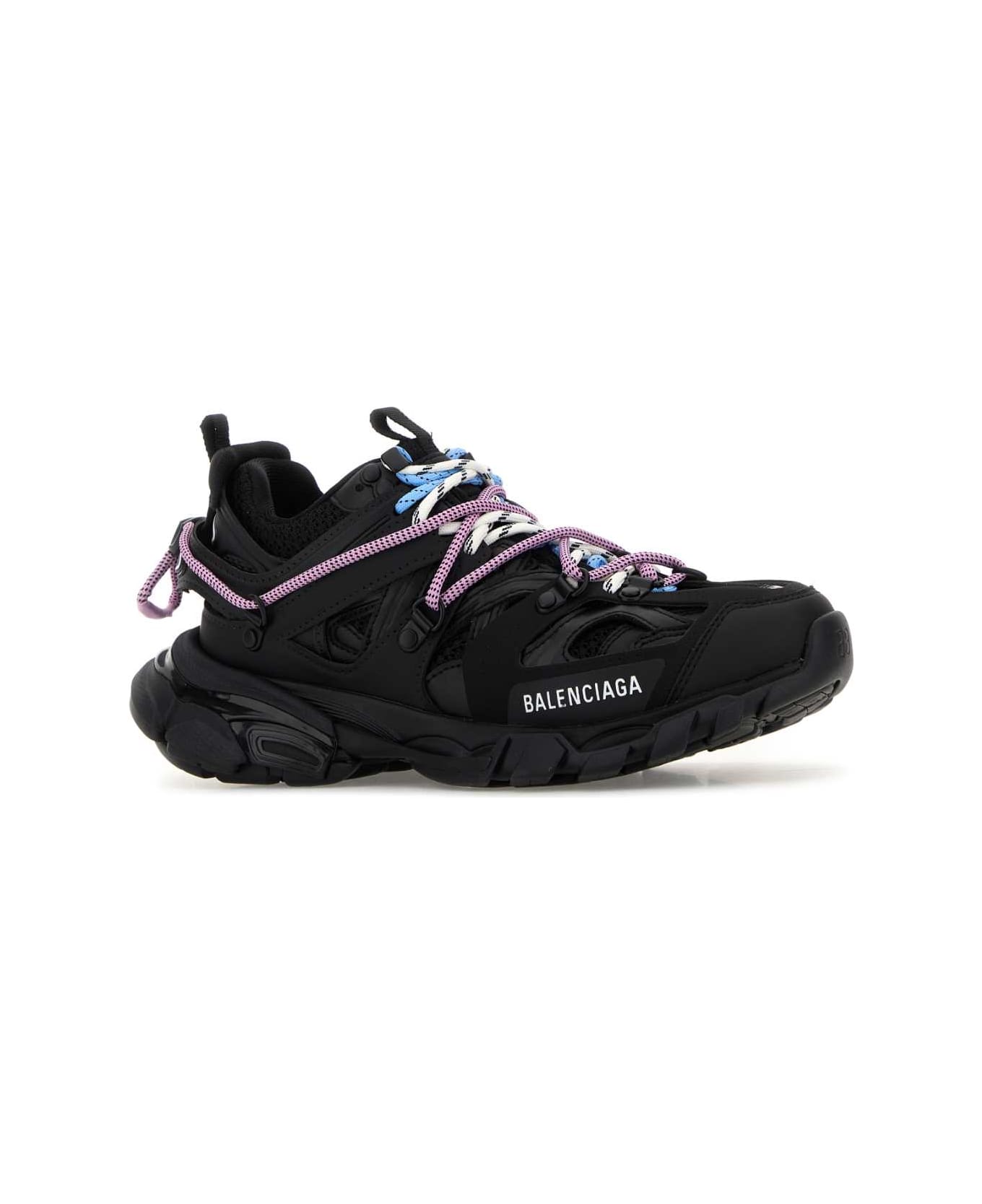 Balenciaga Black Mesh And Rubber Track Trail Laces Sneakers - BLK/PINK/BLUE/BEIGE
