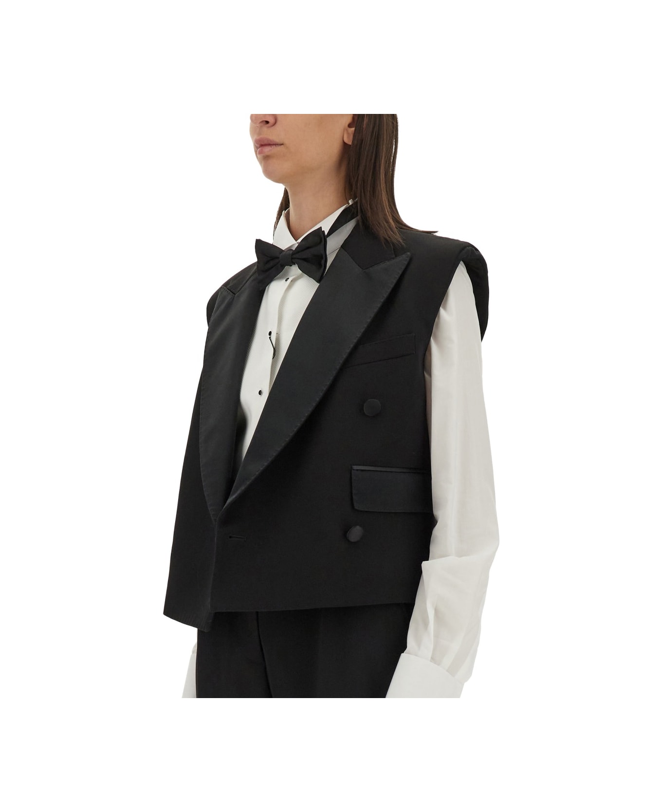 Dolce & Gabbana Double-breasted Sleeveless Jacket - BLACK