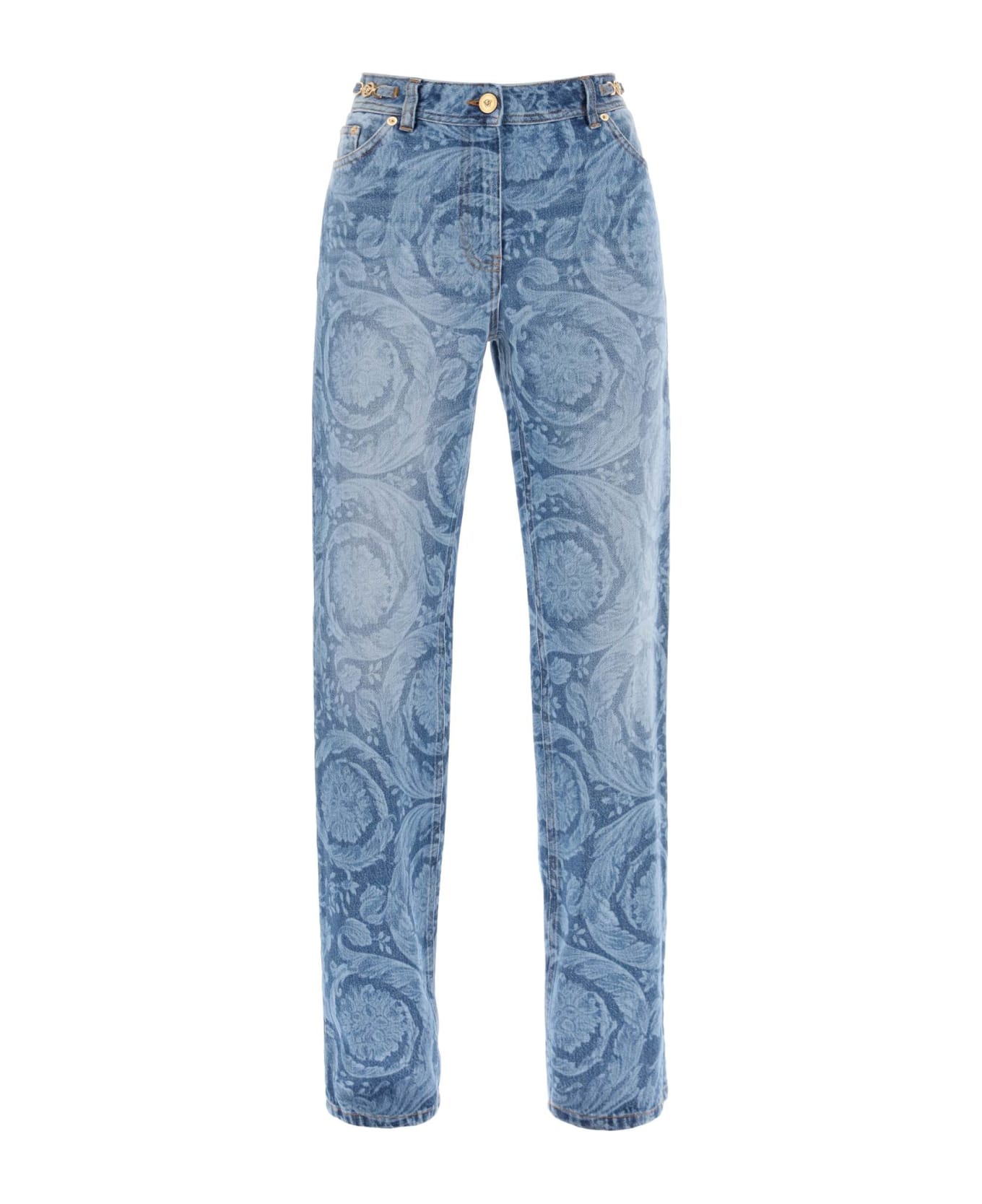 Versace 'barocco' Blue Cotton Jeans - Medium Blue