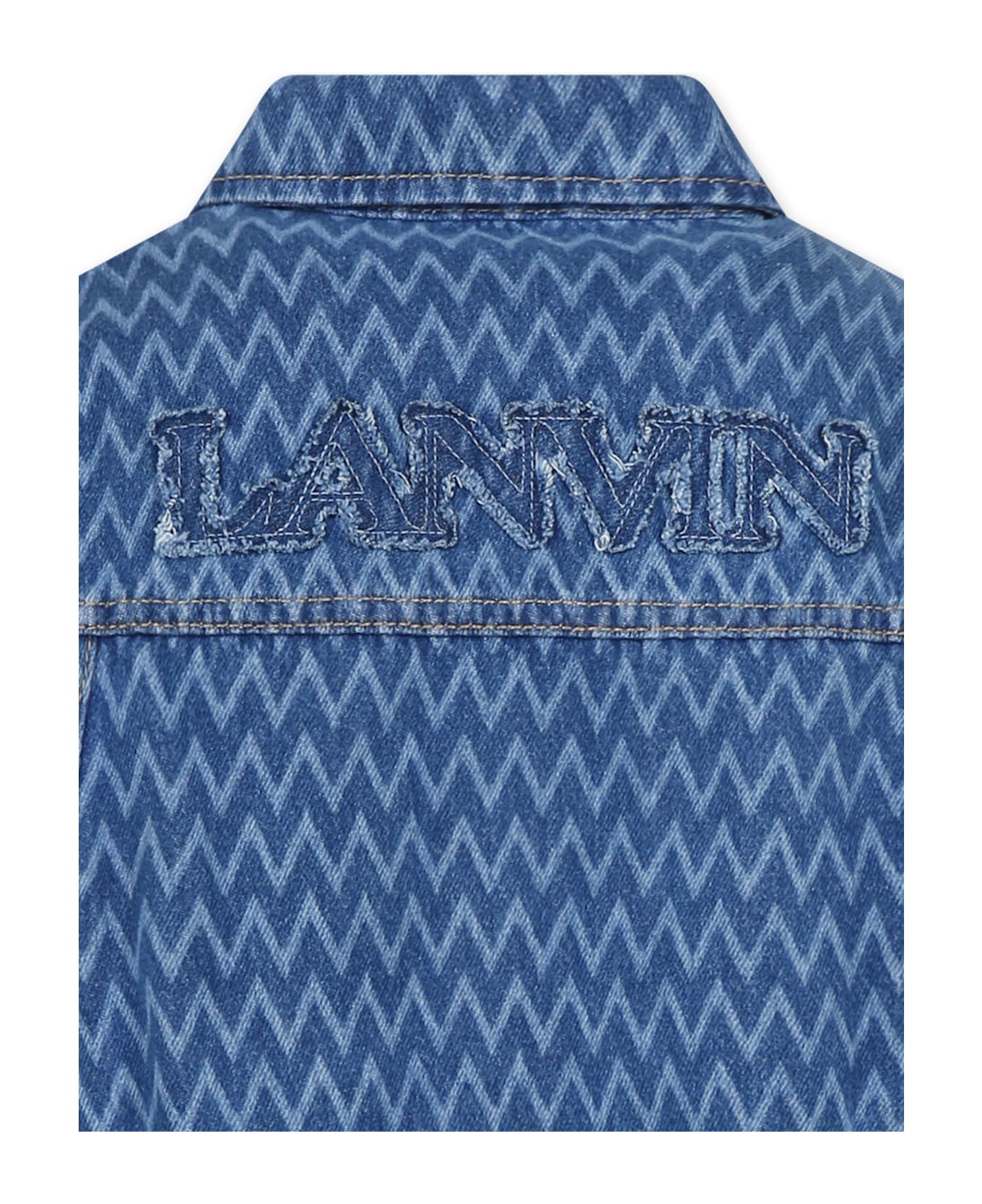 Lanvin Denim Shirt For Boy With Logo And Curb Motif - Denim
