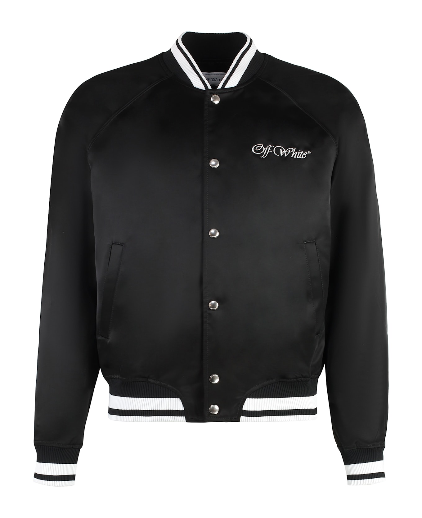 Off-White Satin Bomber Jacket - black