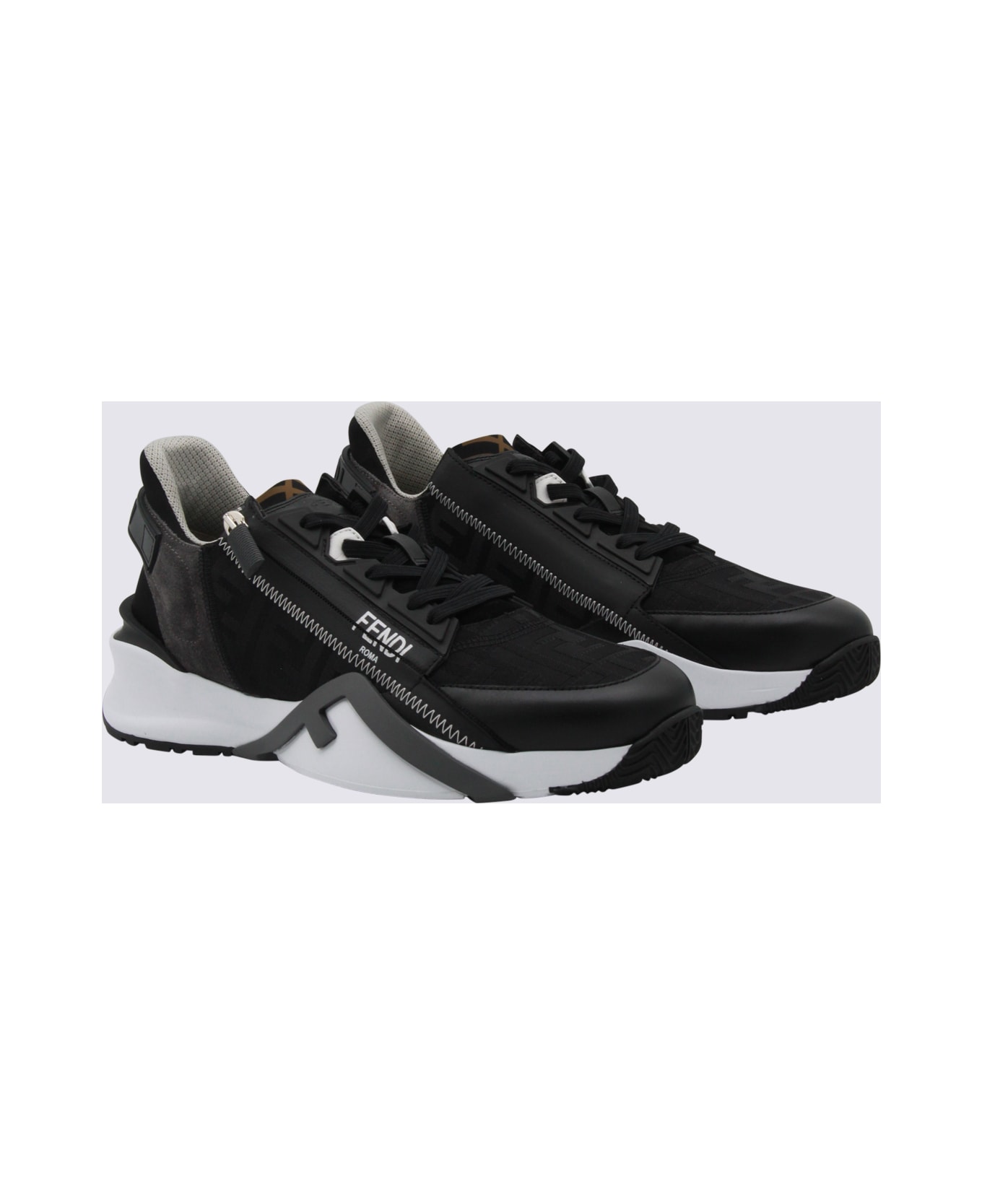 Fendi Black Leather Fendi Flow Sneakers - Black